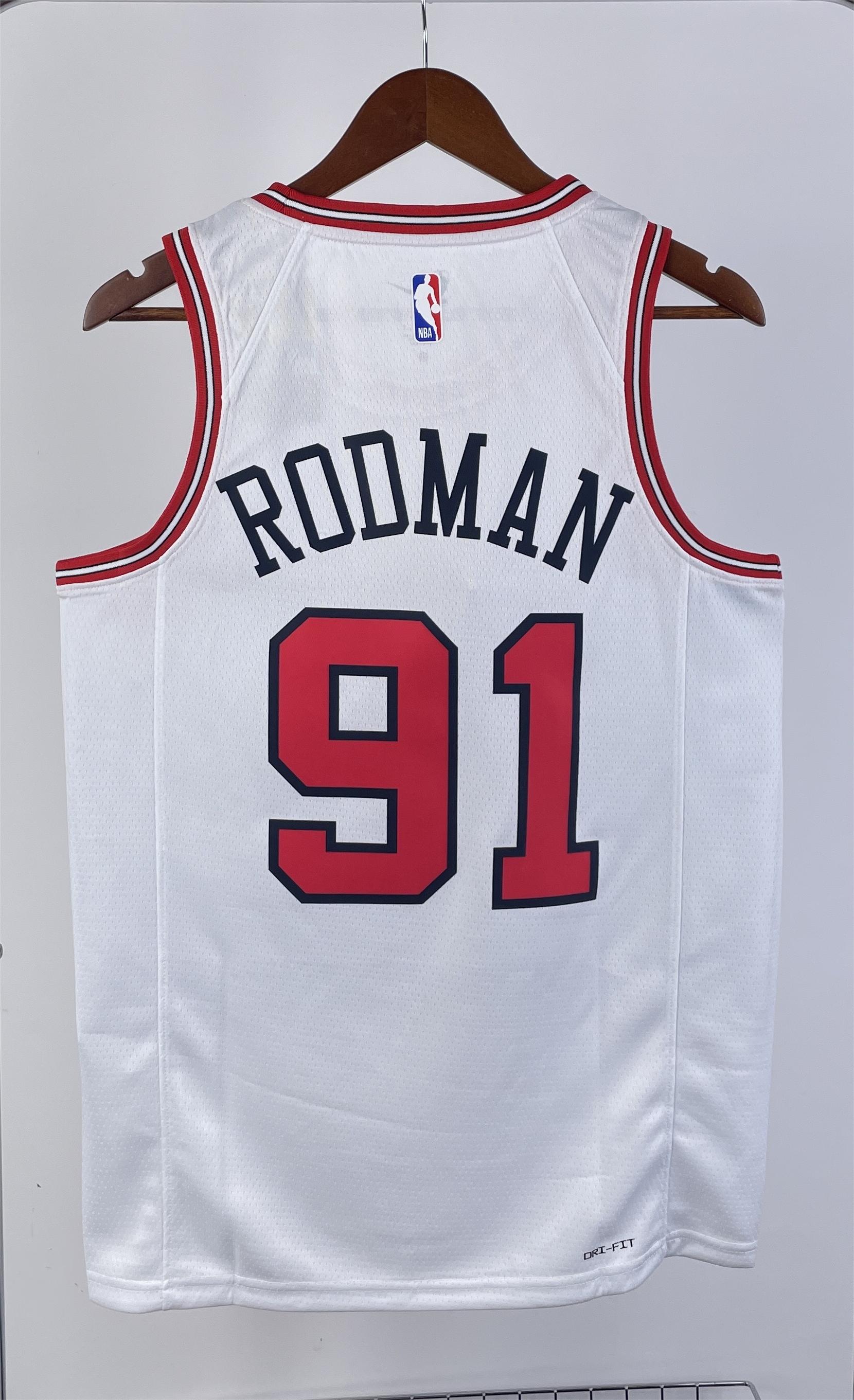 NBA Men 2023 Chicago Bulls White #91 RODMAN Jersey High Quality Name and Number Print - leoleo123123