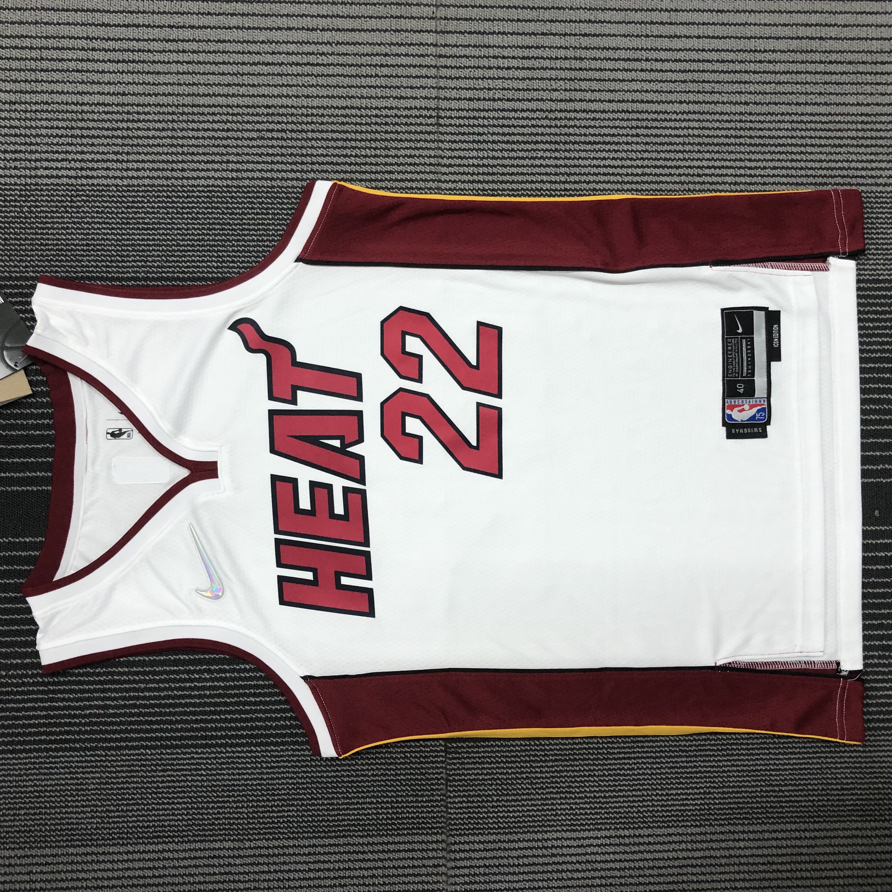 NBA Men 75th Anniversary Miami Heat White #22 BUTLER Jersey High Quality Name and Number Print - leoleo123123