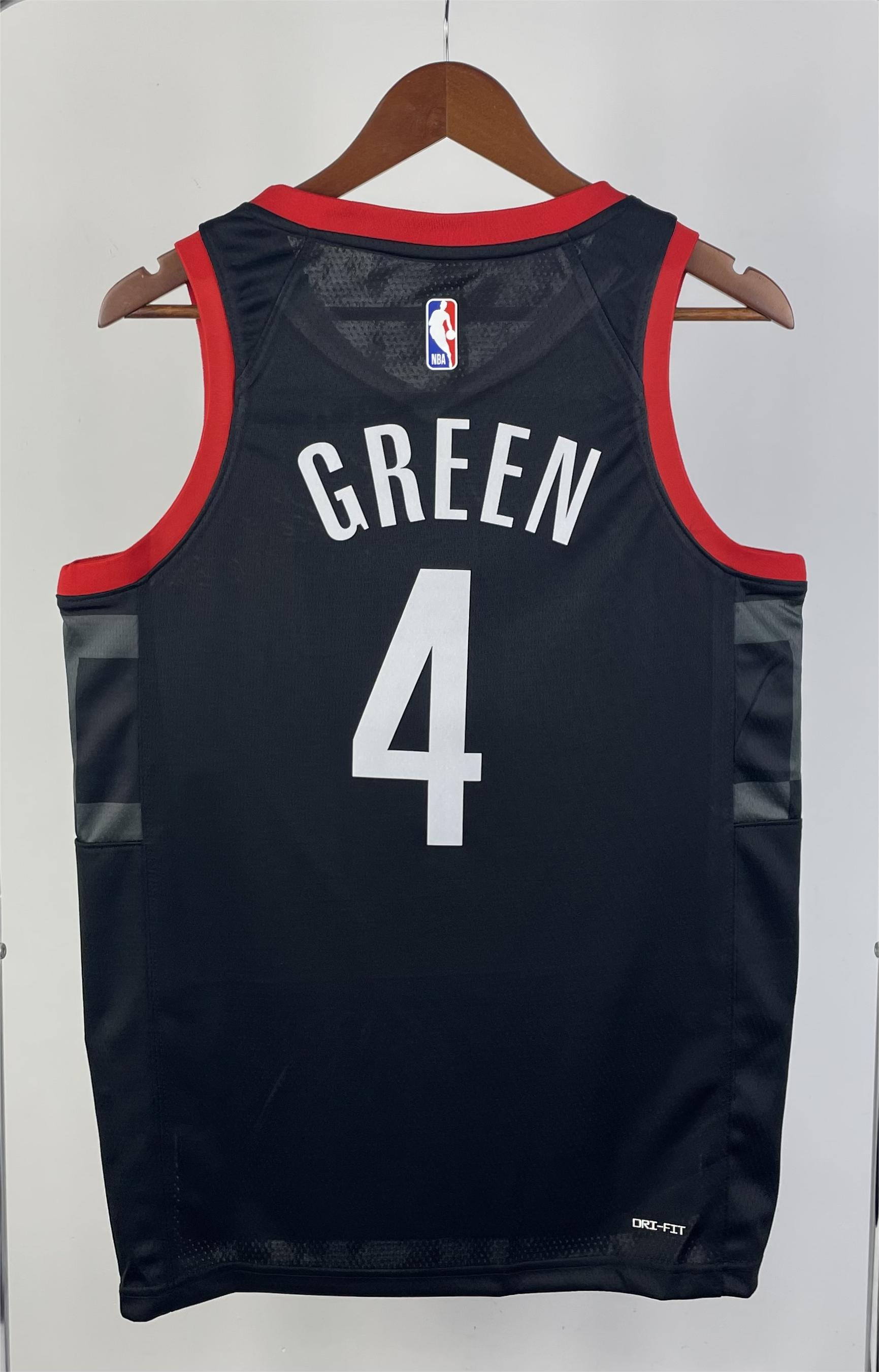 NBA Men 2024 Houston Rockets Black #4 GREEN Classics Swingman Jersey - leoleo123123