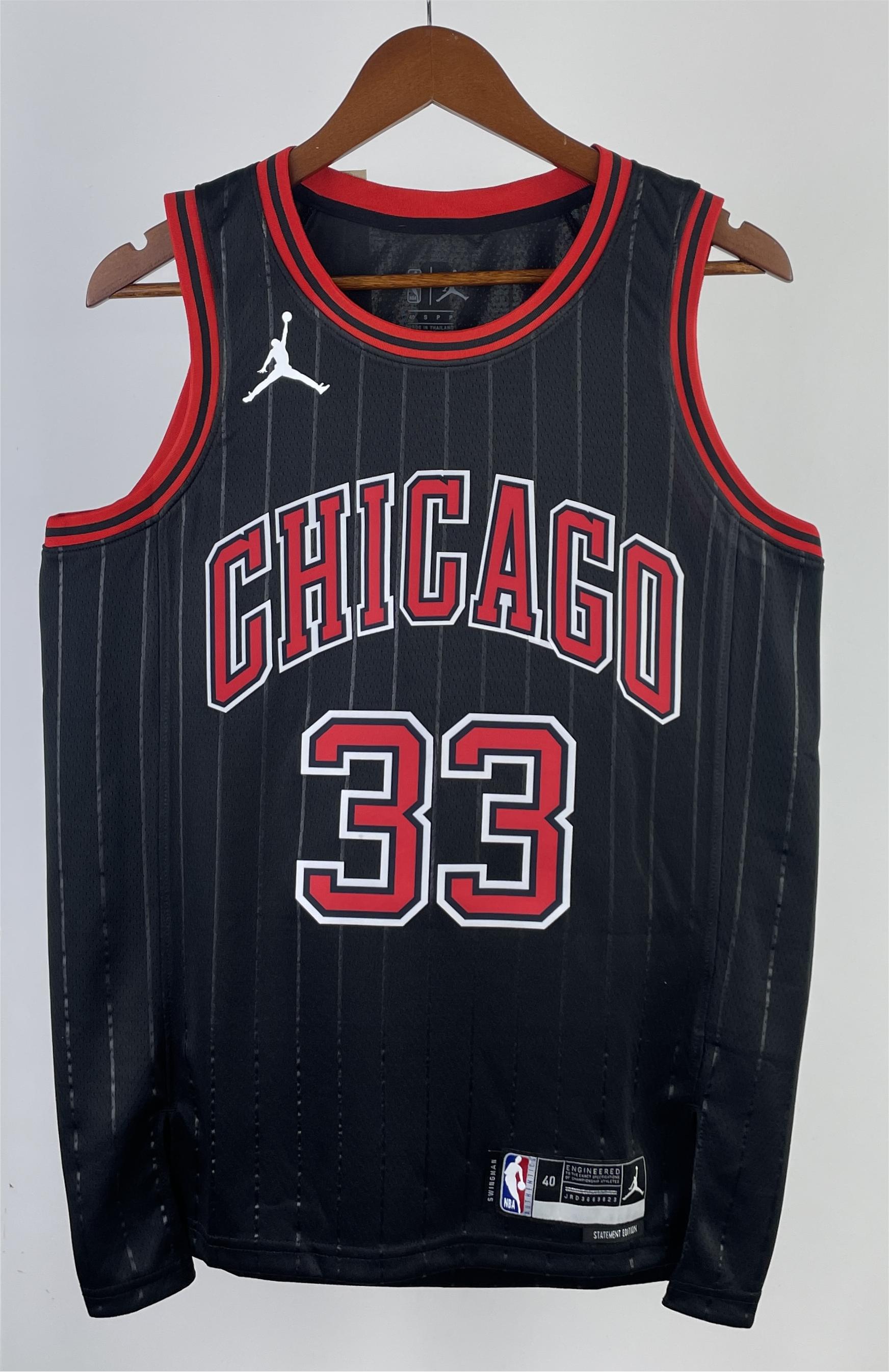 NBA Men 2023 Chicago Bulls Black with Jordan Logo #33 PIPPEN Jersey High Quality Name and Number Print - leoleo123123