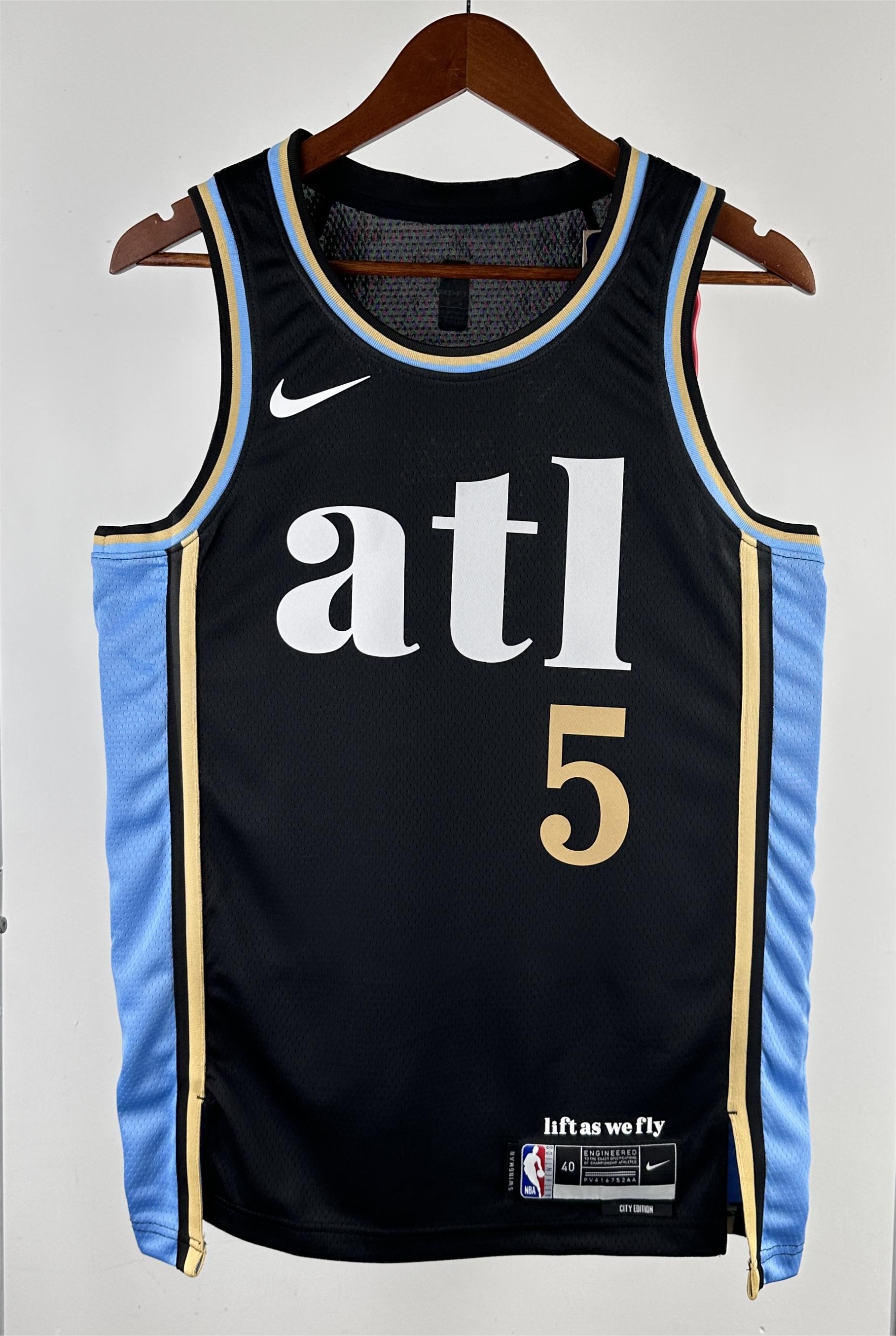 NBA Men 2024 Atlanta Hawks Black City Edition #5 MURRAY Jersey High Quality Name and Number Print - leoleo123123