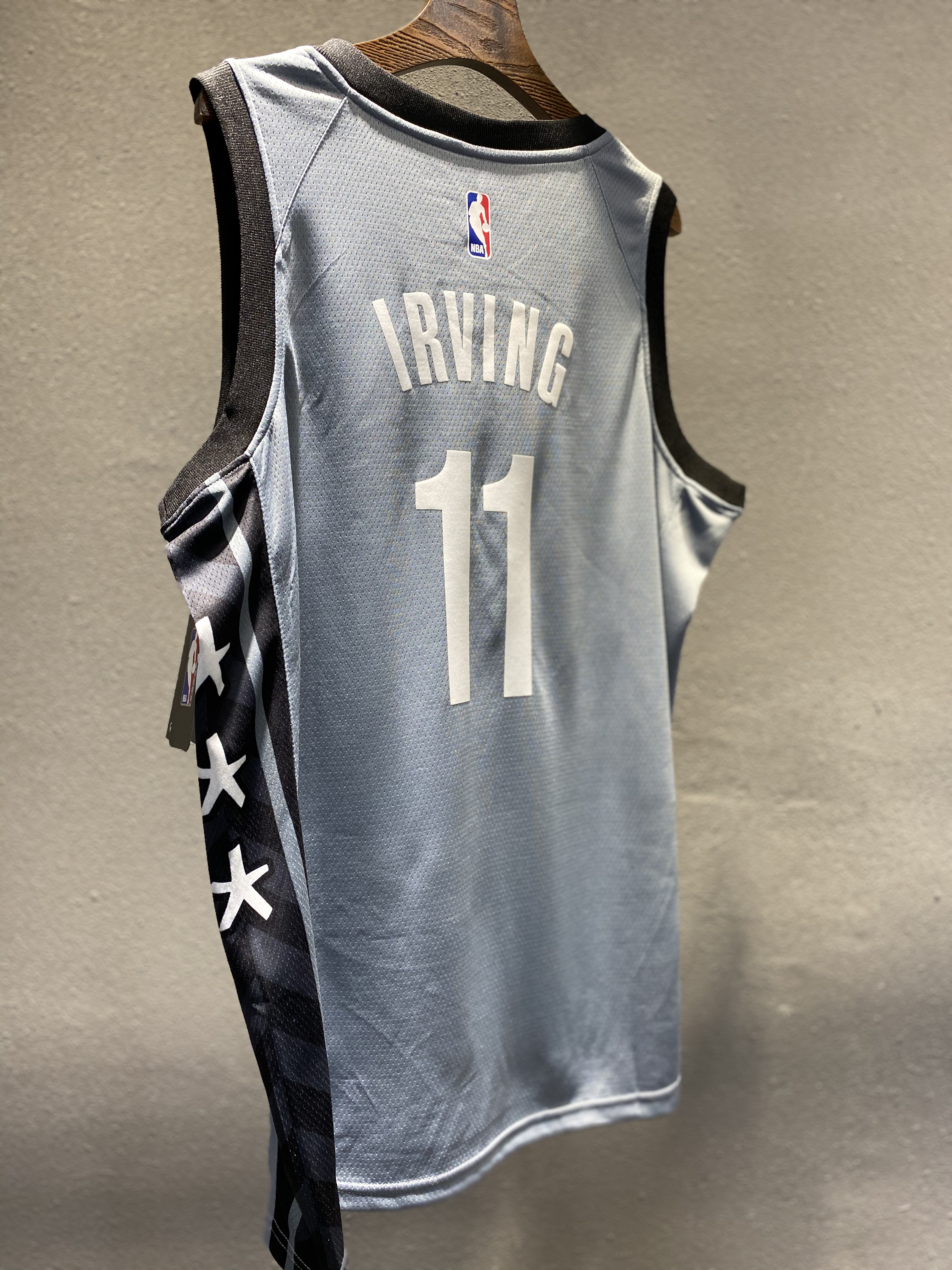 NBA Men New Brooklyn Nets Grey City #11 IRVING Jersey High Quality Name and Number Print - leoleo123123