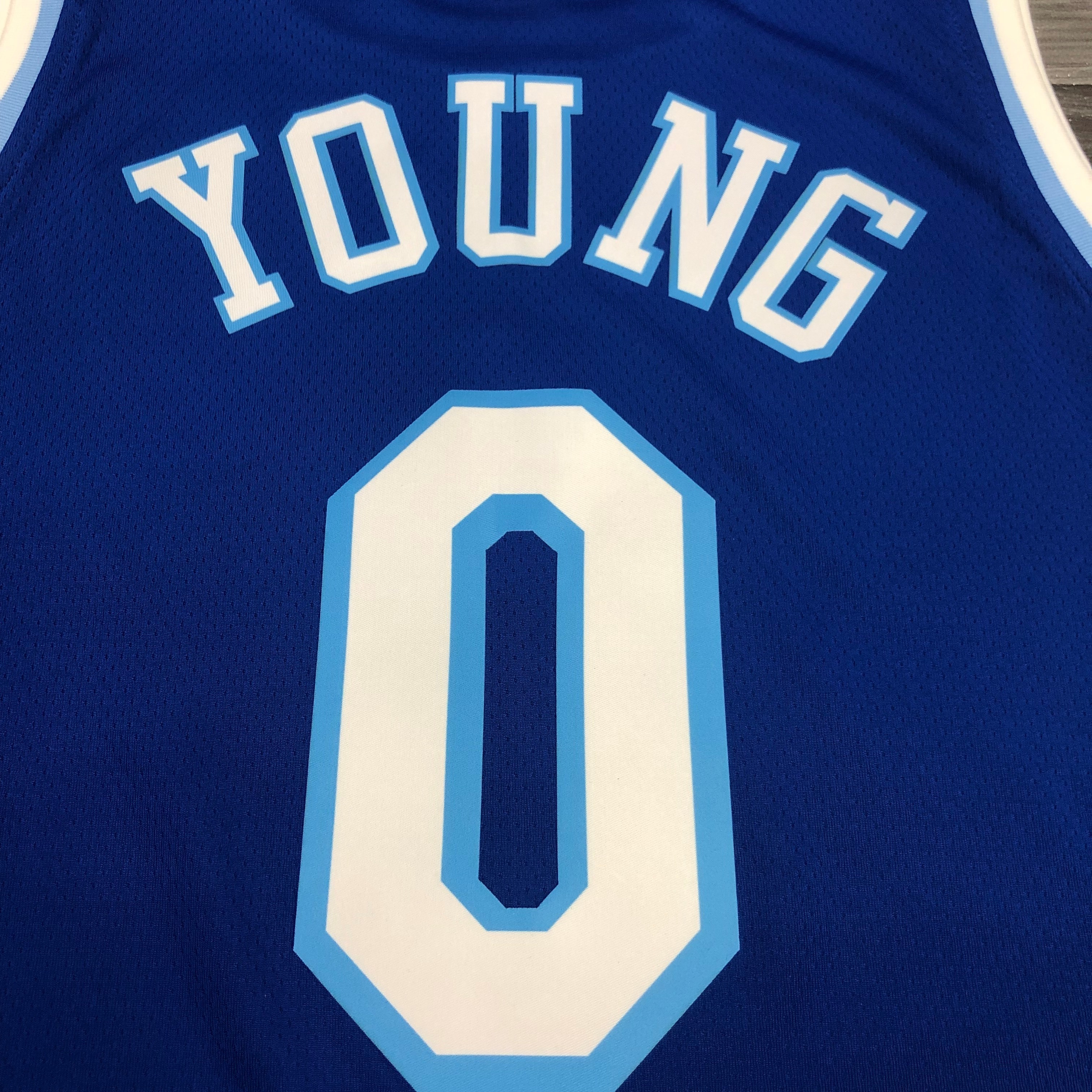NBA Men Los Angeles Lakers Retro in Latin with Crenshaw #0 YOUNG Blue Round Neck Jersey High Quality Name and Number Print - leoleo123123