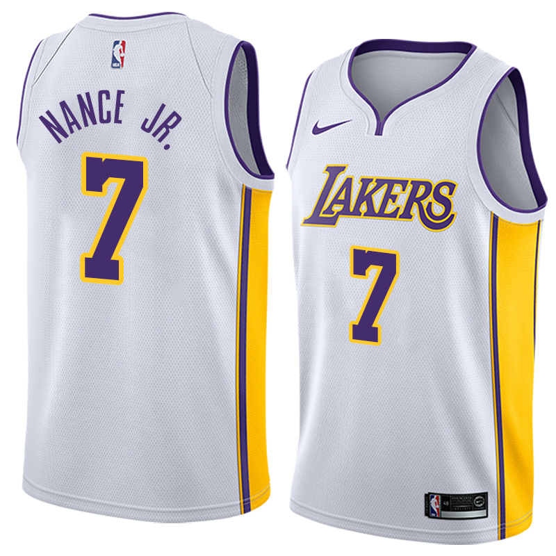 NBA Men Los Angeles Lakers #7 NANCE JR. White V-neck Jersey High Quality Name and Number Print - leoleo123123