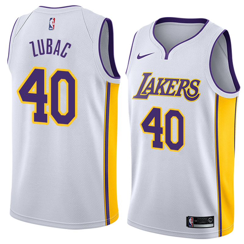 NBA Men Los Angeles Lakers #40 ZUBAC White V-neck Jersey High Quality Name and Number Print - leoleo123123
