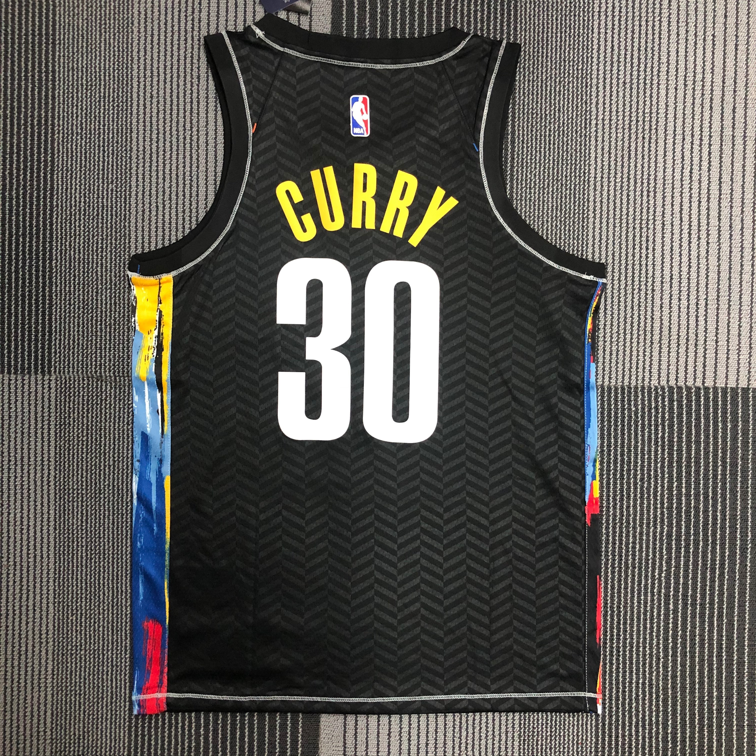 NBA Men Season 2021 Brooklyn Nets Black City #30 CURRY Jersey High Quality Name and Number Print - leoleo123123