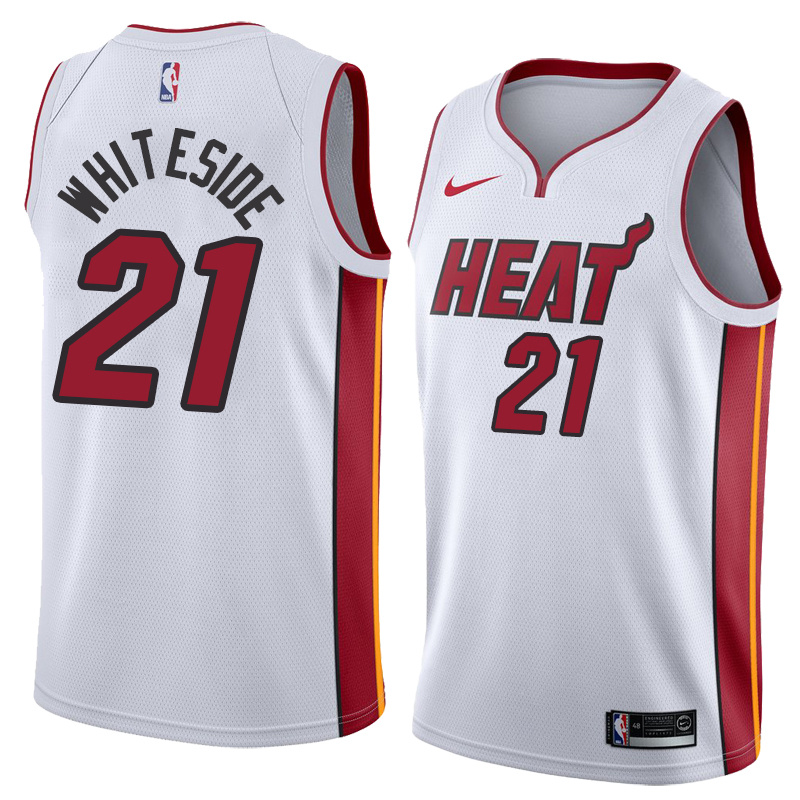 NBA Men Miami Heat White #21 WHITESIDE Jersey High Quality Name and Number Print - leoleo123123
