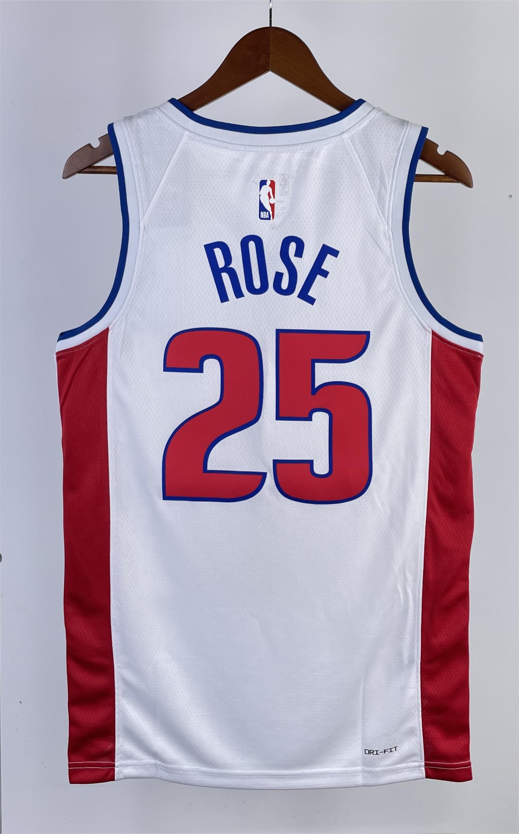 NBA Season 2023 Detroit Pistons White #25 ROSE Jersey High Quality Name and Number Print - leoleo123123