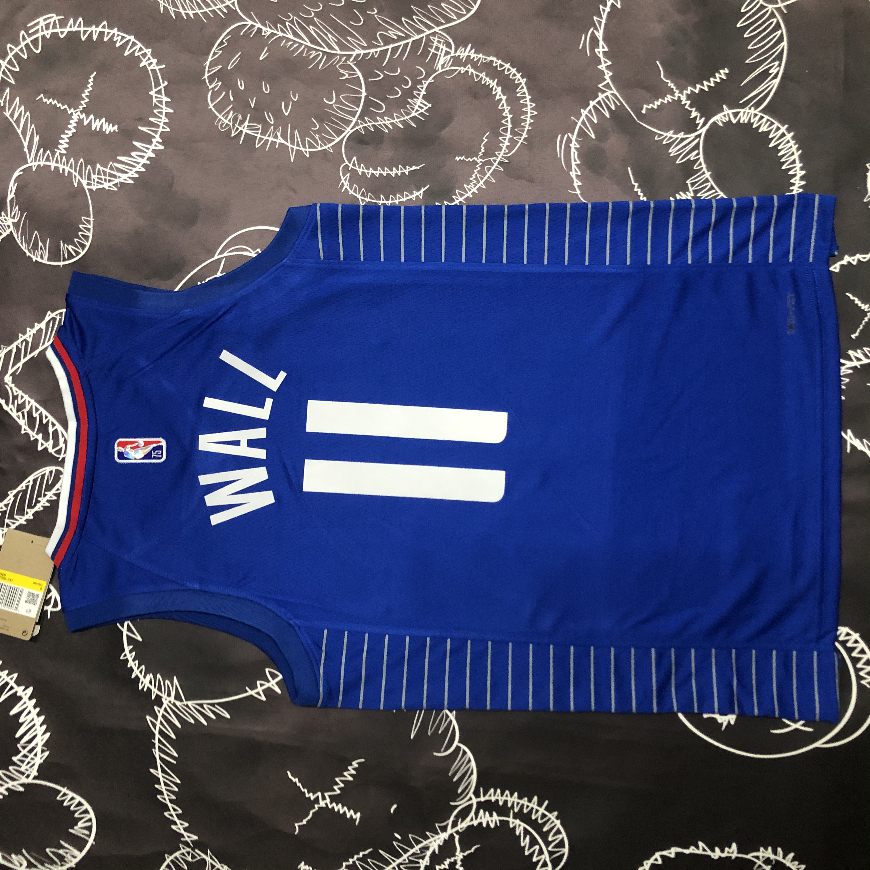 NBA Men 75th Anniversary Los Angeles Clippers Blue #11 WALL Jersey High Quality Name and Number Print - leoleo123123