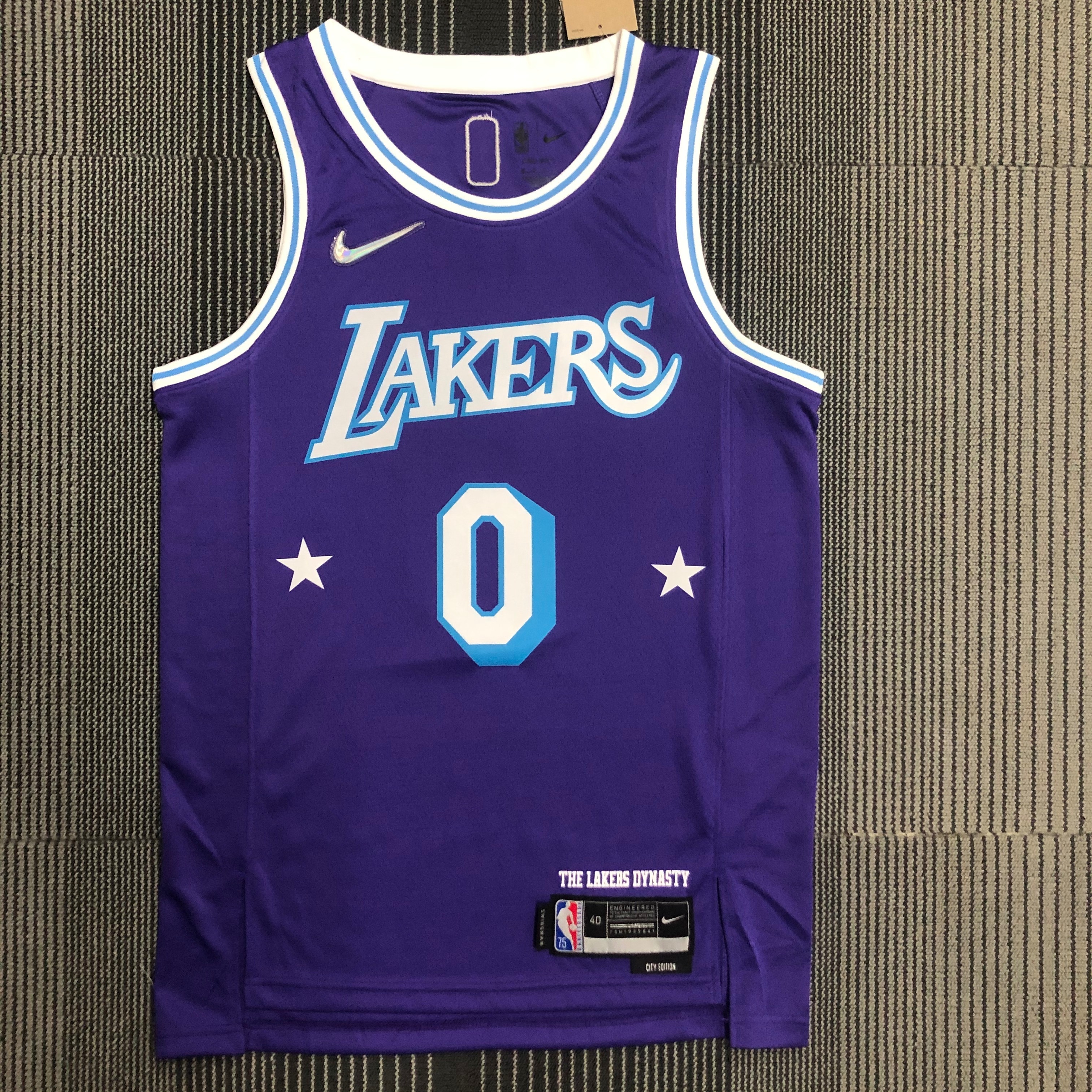 NBA Season 2022 75th Anniversary Los Angeles Lakers Purple Round Neck #0 WESTBROOK Jersey High Quality Name and Number Print - leoleo123123