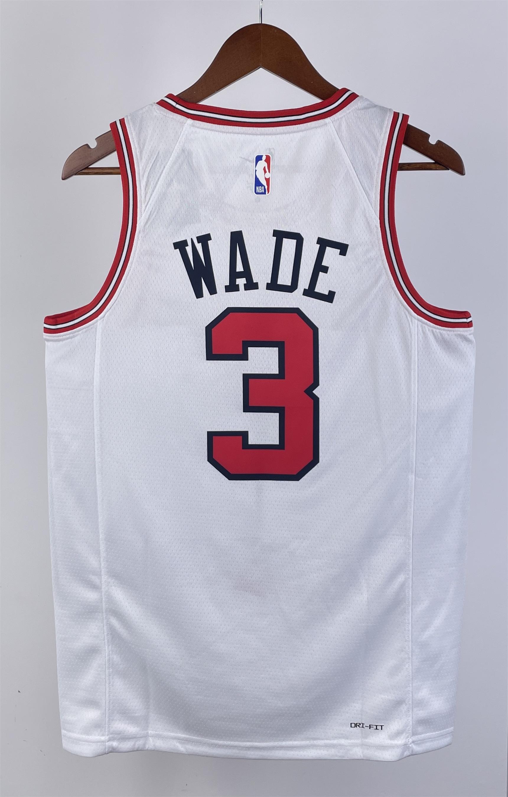NBA Men 2023 Chicago Bulls White #3 WADE Jersey High Quality Name and Number Print - leoleo123123