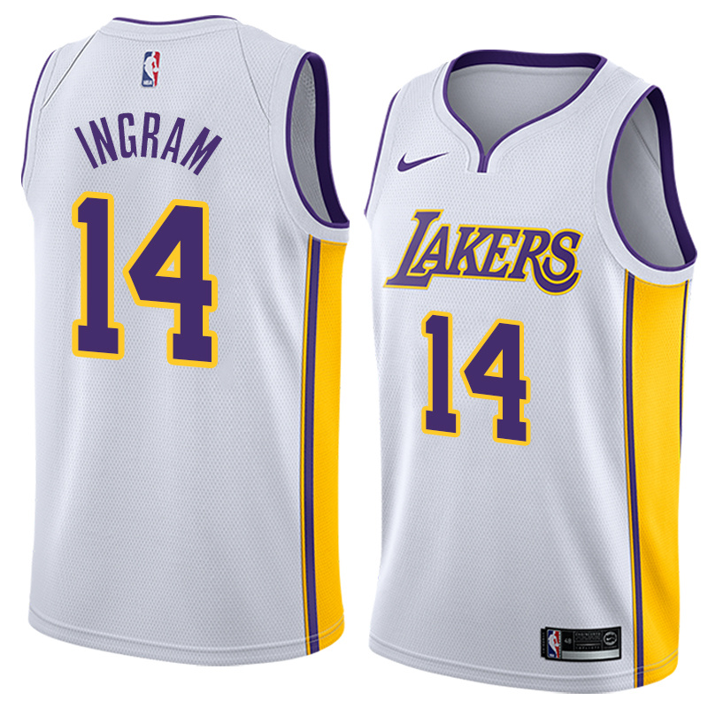 NBA Men Los Angeles Lakers #14 INGRAM White V-neck Jersey High Quality Name and Number Print - leoleo123123