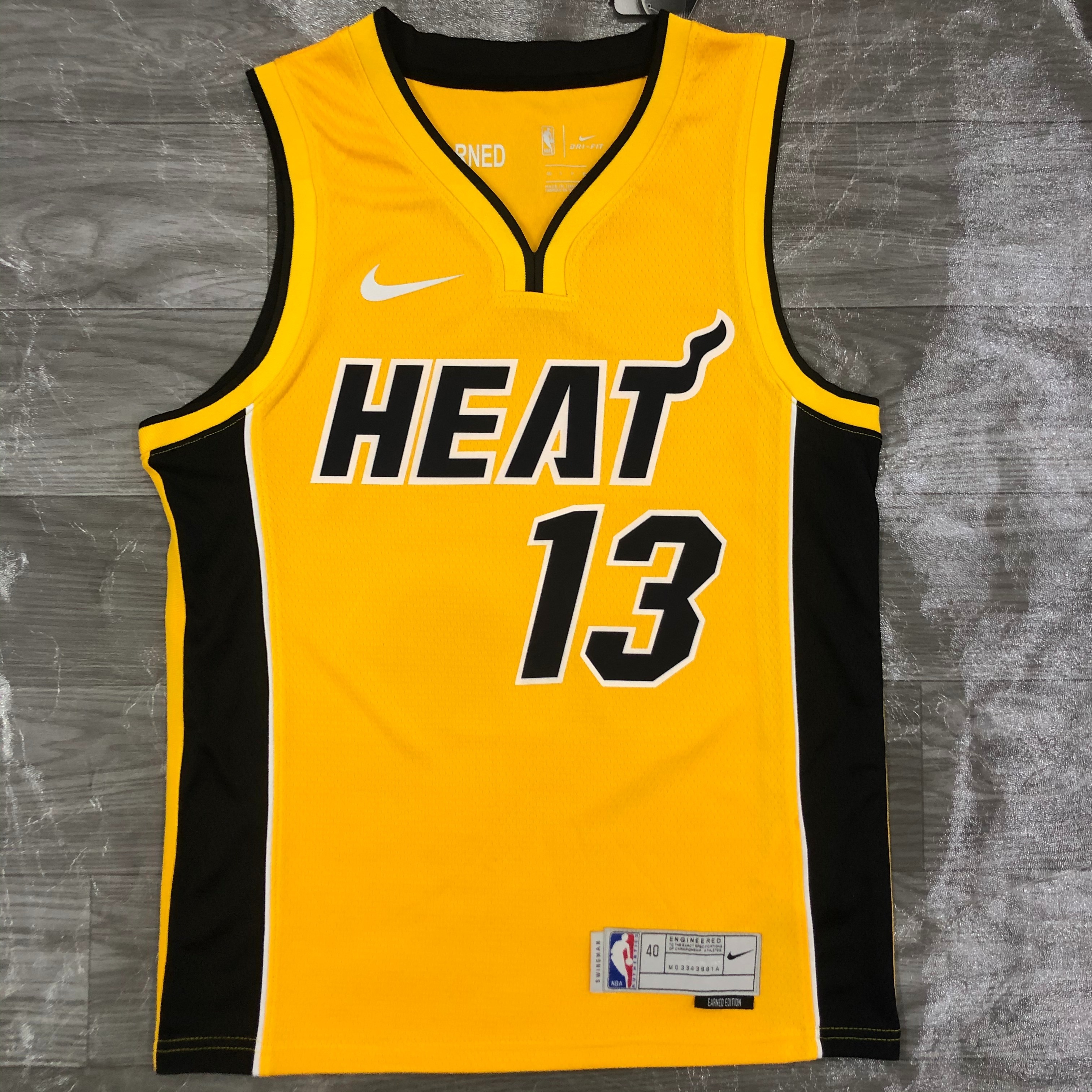 NBA Men Season 2021 Miami Heat Yellow Award Version #13 ADEBAYO Jersey High Quality Name and Number Print - leoleo123123