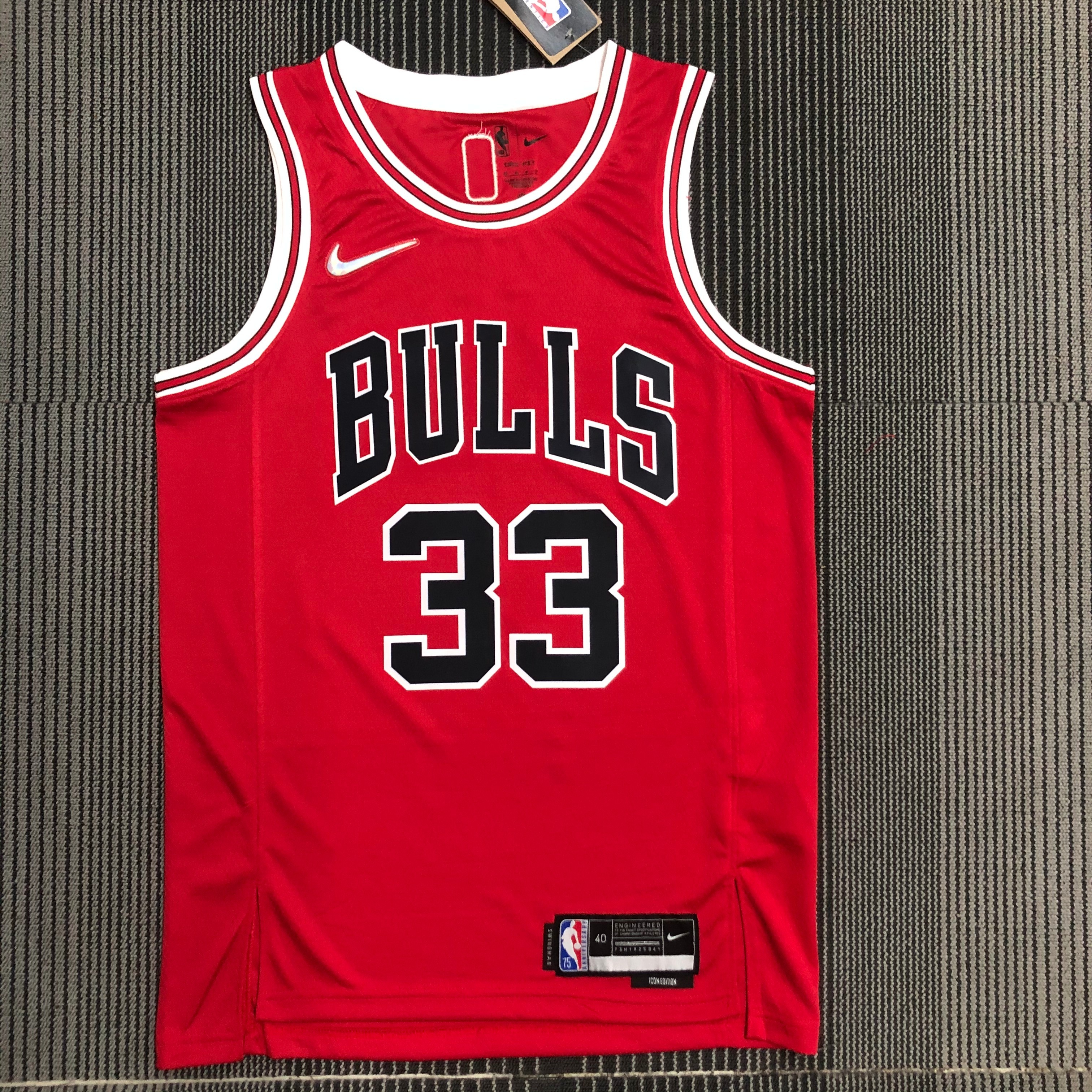 NBA Men 75th Anniversary Chicago Bulls Red #33 PIPPEN Jersey High Quality Name and Number Print - leoleo123123