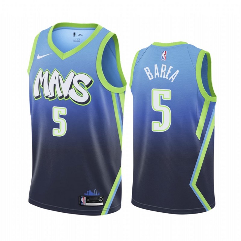 NBA Men Dallas Mavericks Gradient Blue #5 BAREA Jersey High Quality Name and Number Print - leoleo123123