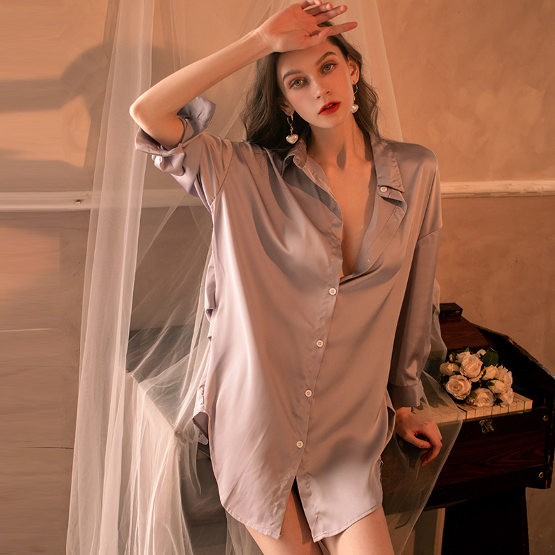夜听香性感情趣内衣男友风衬衫睡衣女大码制服诱惑开衫衣服家居服 - leoleo123123