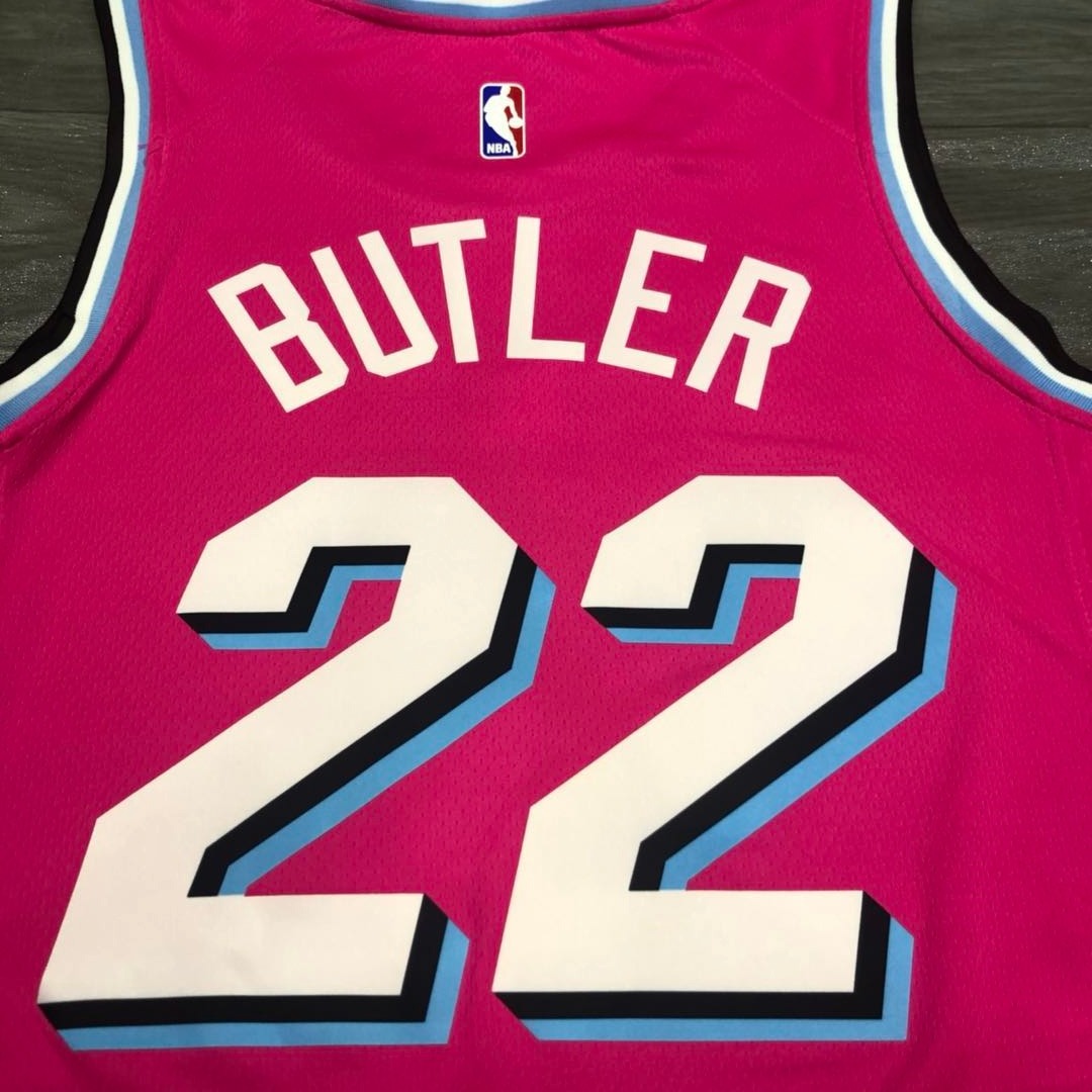 NBA Men Miami Heat Pink City #22 BUTLER Jersey High Quality Name and Number Print - leoleo123123