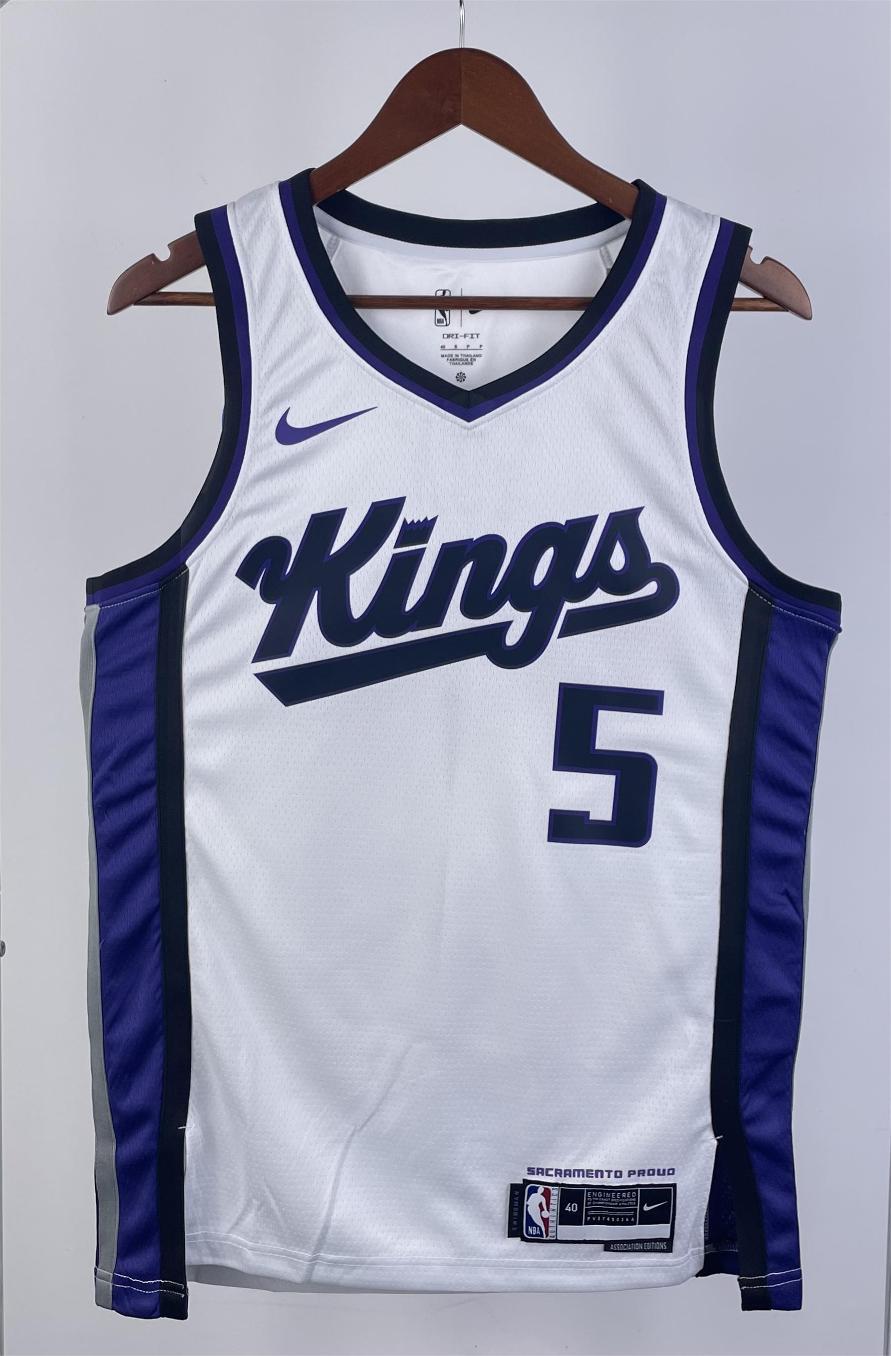 NBA Men 2024 Sacramento Kings White #5 FOX Jersey High Quality Name and Number Print - leoleo123123