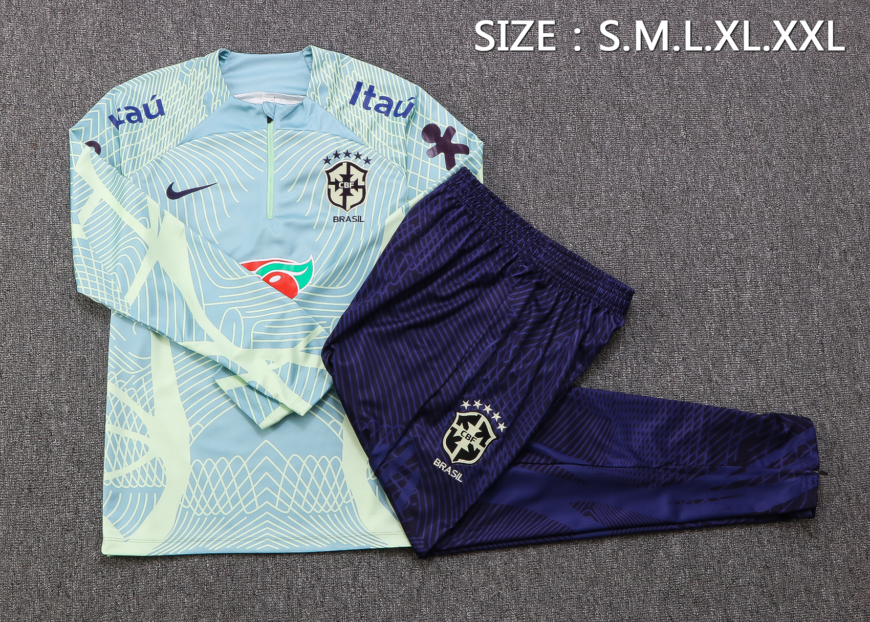 22-23 Brazil Grass Green Sweater Tracksuit with Ink-jet Printing Thai Quality - leoleo123123