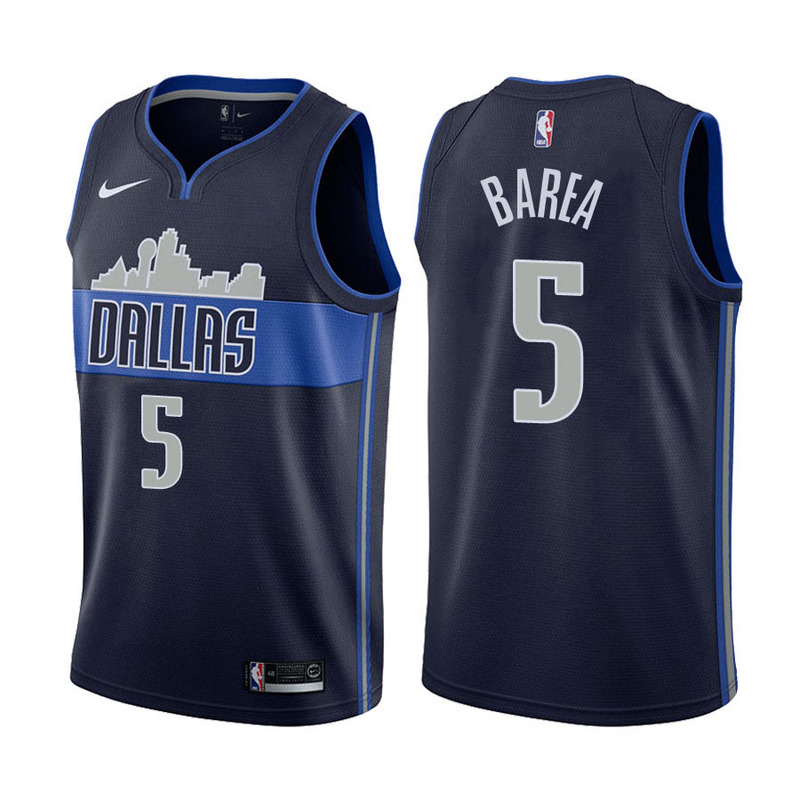 NBA Men Dallas Mavericks Dark Blue with Snow Mountain #5 BAREA Jersey High Quality Name and Number Print - leoleo123123