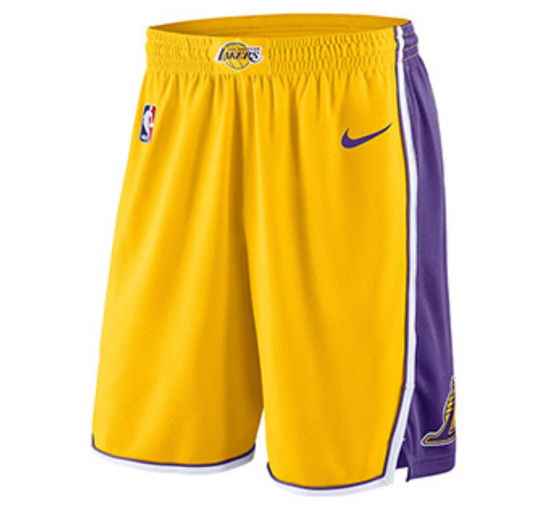 NBA Men Los Angeles Lakers Yellow Pant Short High Quality - leoleo123123