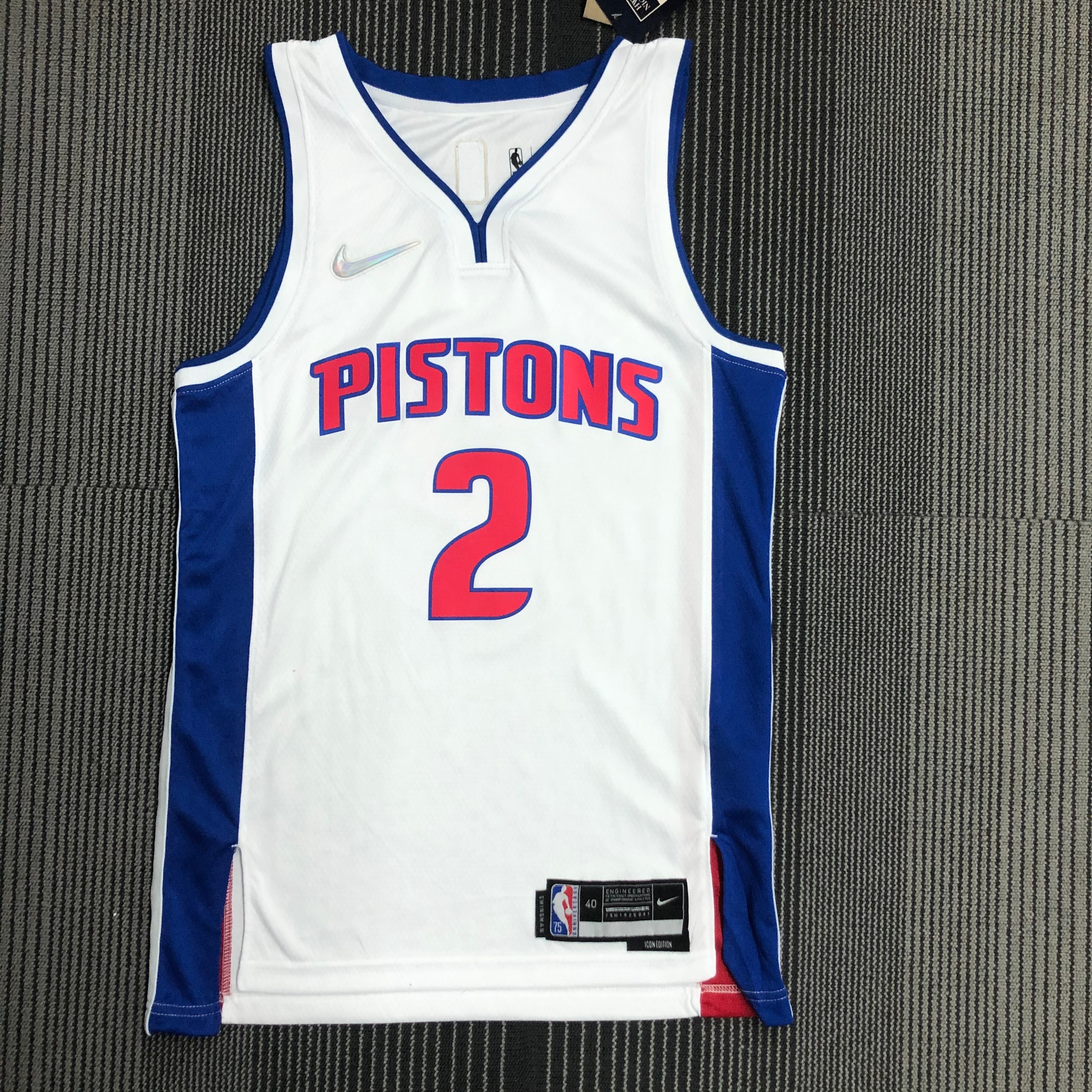 NBA 75th Anniversary Detroit Pistons White #2 CUNNINGHAM Jersey High Quality Name and Number Print - leoleo123123
