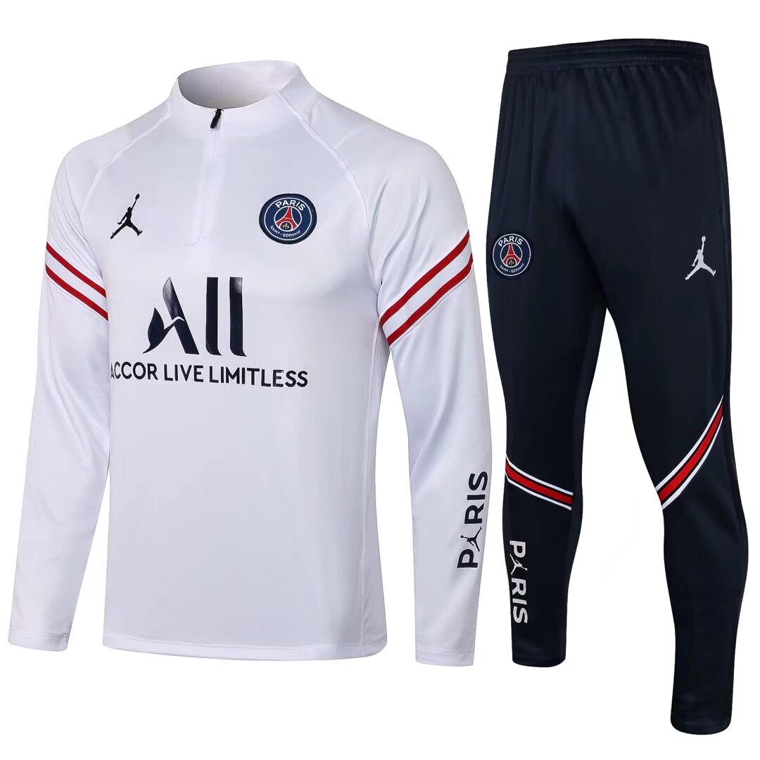21/22 PSG Jordan White Sweater Tracksuit with Zipper Thai Quality - leoleo123123