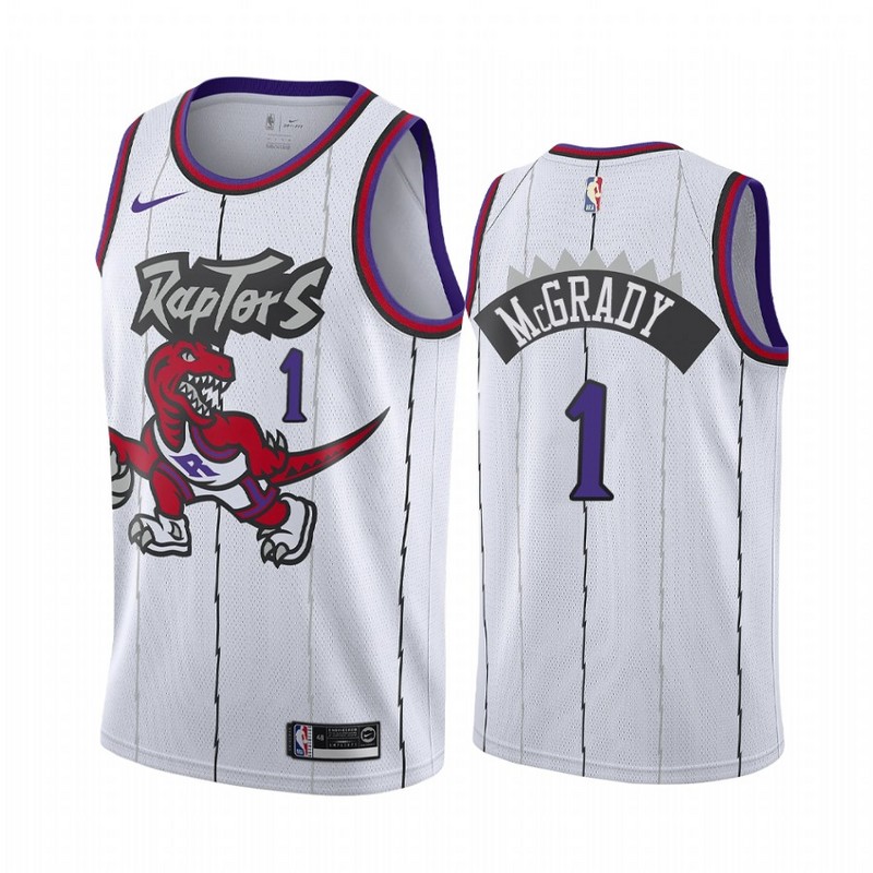 NBA Men Toronto Raptors Classical White #1 McGRADY. Jersey with Drangon High Quality Name and Number Print - leoleo123123