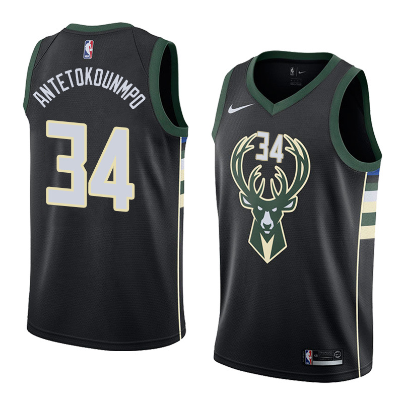 NBA Men Milwaukee Bucks Black #34 ANTETOKOUNMPO Jersey High Quality Name and Number Print - leoleo123123