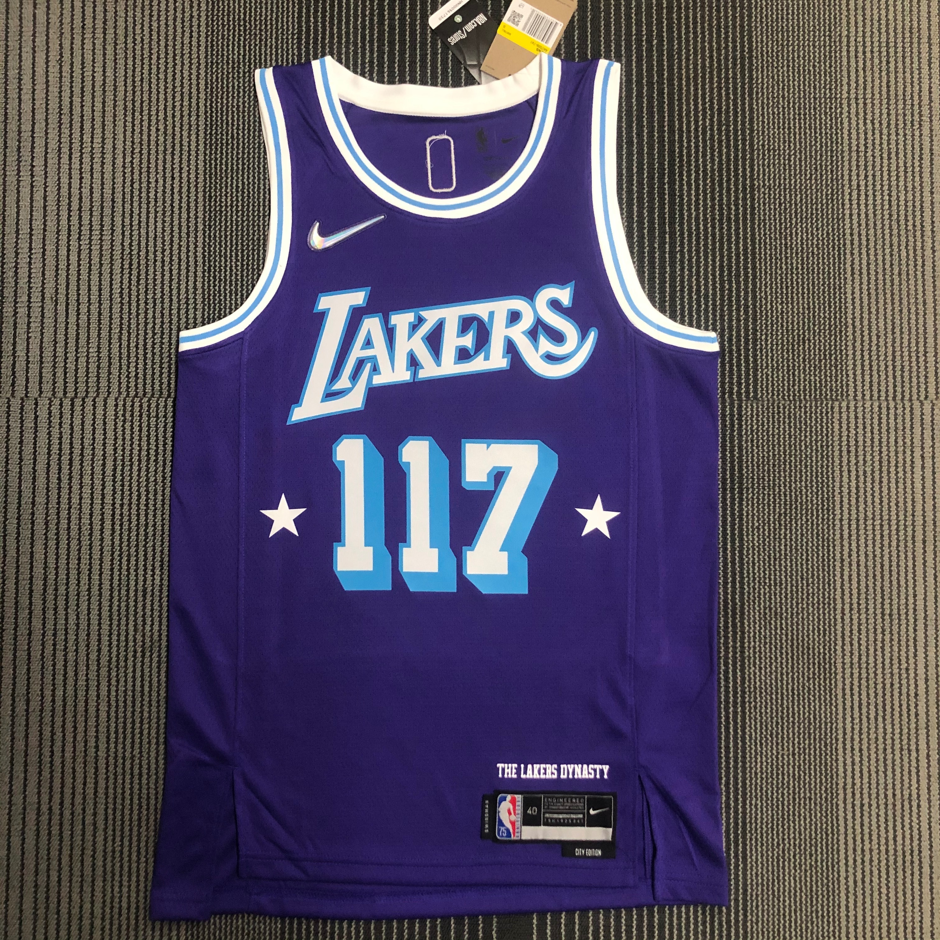NBA Season 2022 75th Anniversary X-BOX Los Angeles Lakers Purple Round Neck #117 Jersey High Quality Name and Number Print - leoleo123123