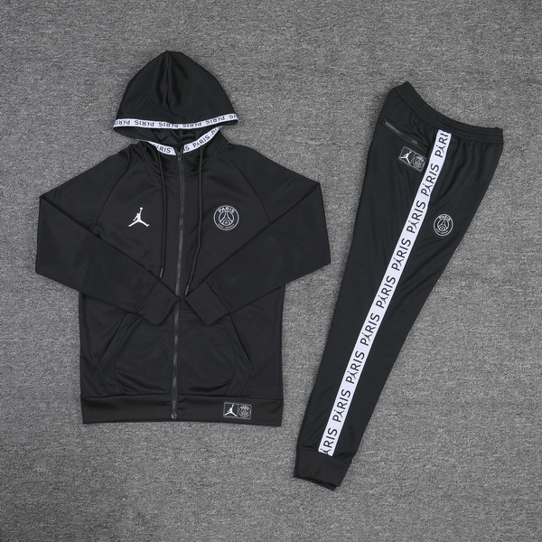 19-20 PSG Black Jacket Tracksuit with Cap and Black Pants Thai Quality - leoleo123123