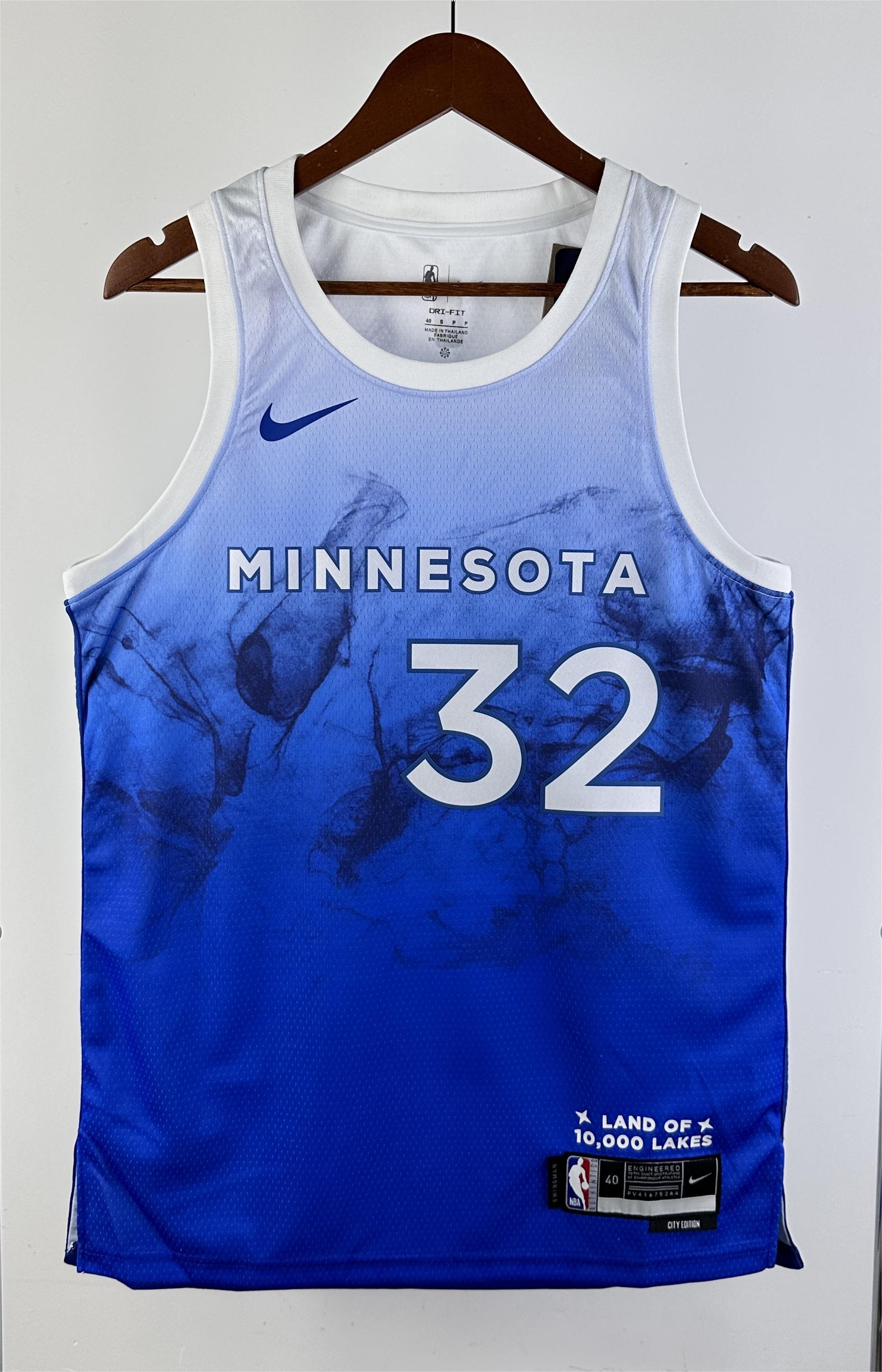 NBA Men 2024 Minnesota Timberwolves City Edition Blue #32 TOWNS Jersey High Quality Name and Number Print - leoleo123123