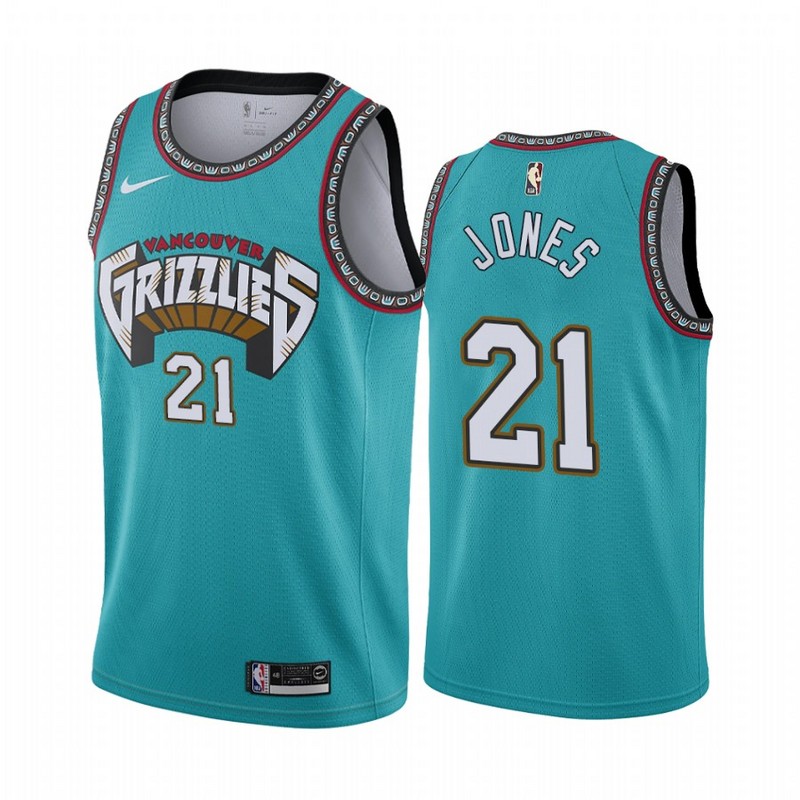 NBA Men Memphis Grizzlies Retro Green #21 JONES Jersey High Quality Name and Number Print - leoleo123123