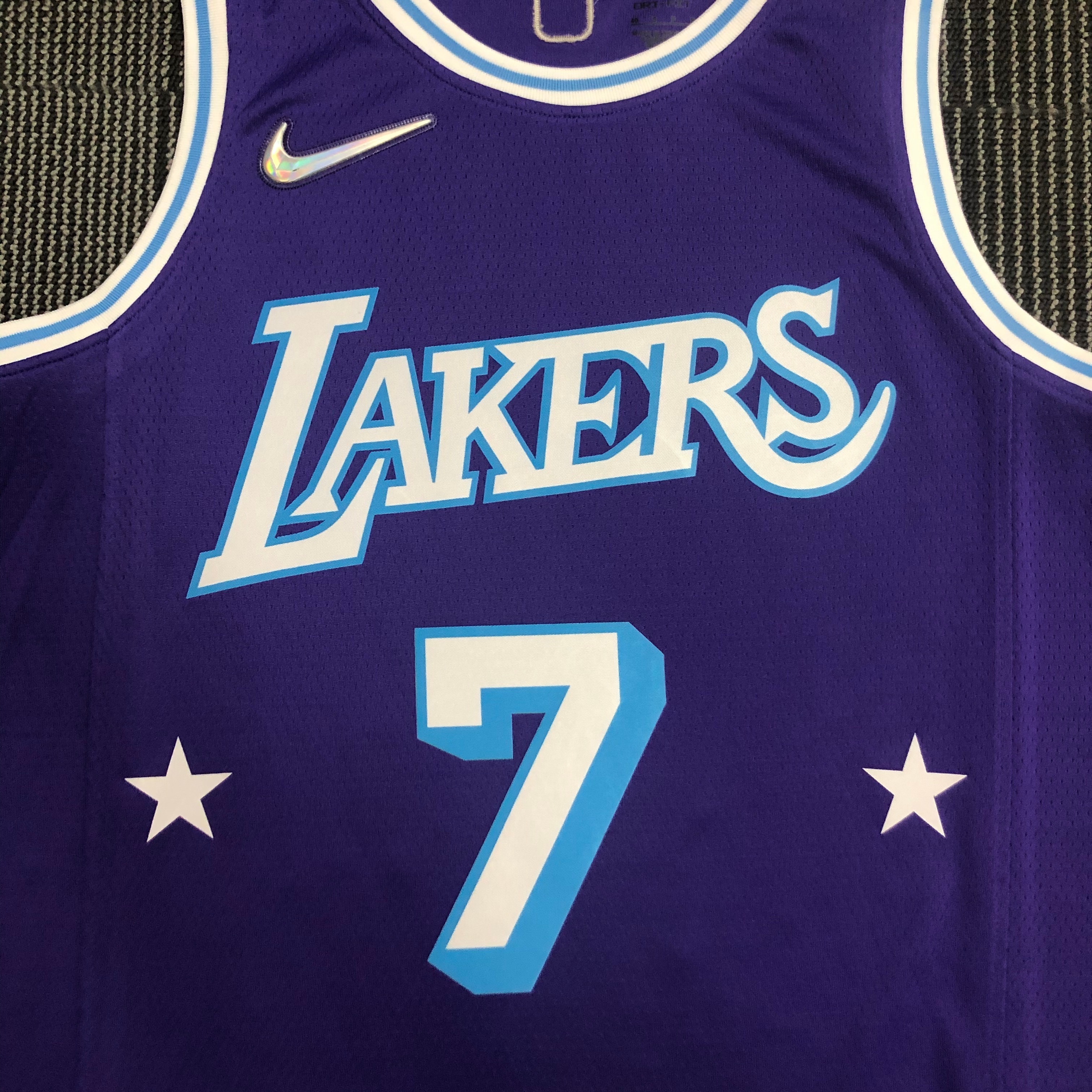 NBA Season 2022 75th Anniversary Los Angeles Lakers Purple Round Neck #7 ANTHONY Jersey High Quality Name and Number Print - leoleo123123
