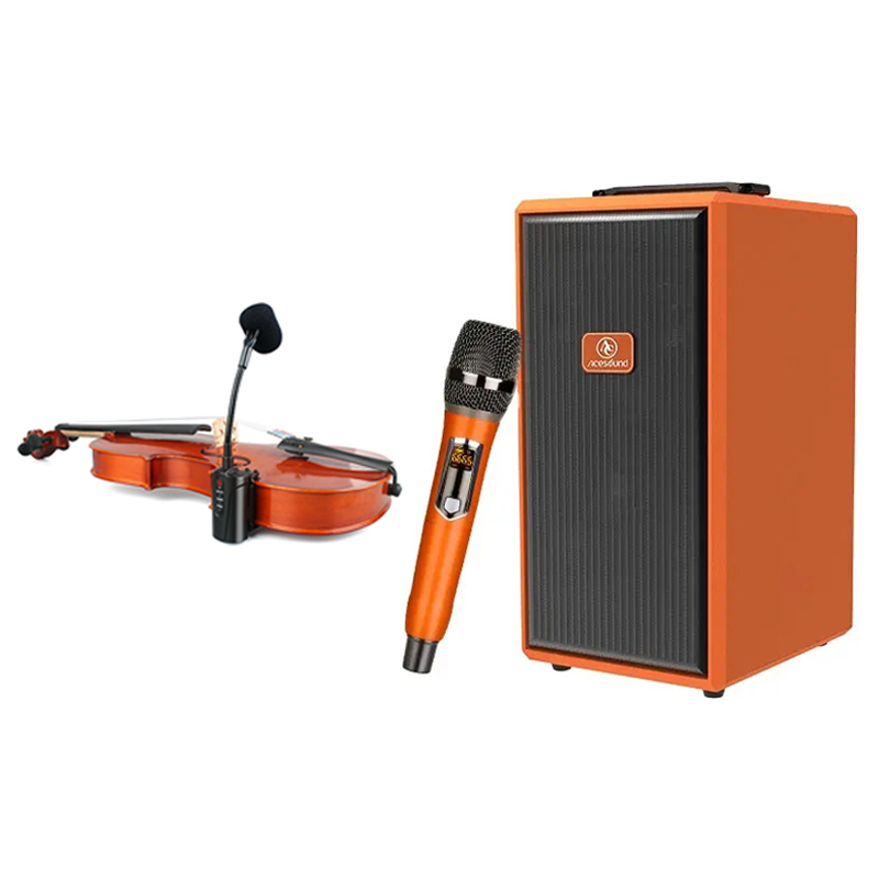 Portable Active PA System with Dual Instrument Saxophone Violin Accordion Microphone Wireless Bluetooth Outdoor Speaker ACEMIC - leoleo123123