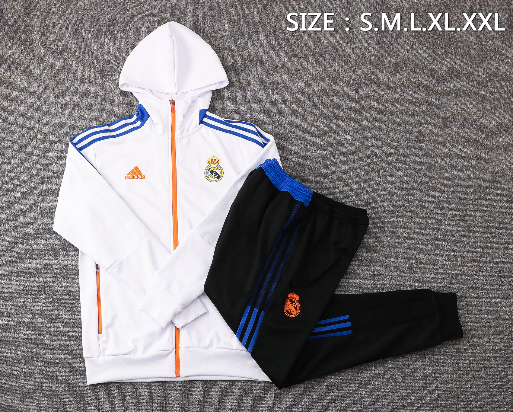 21-22 Real Madrid White Jacket Tracksuit With cap Thai Quality - leoleo123123