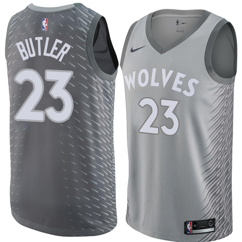 NBA Men Minnesota Timberwolves Grey City #23 BUTLER Jersey High Quality Name and Number Print - leoleo123123