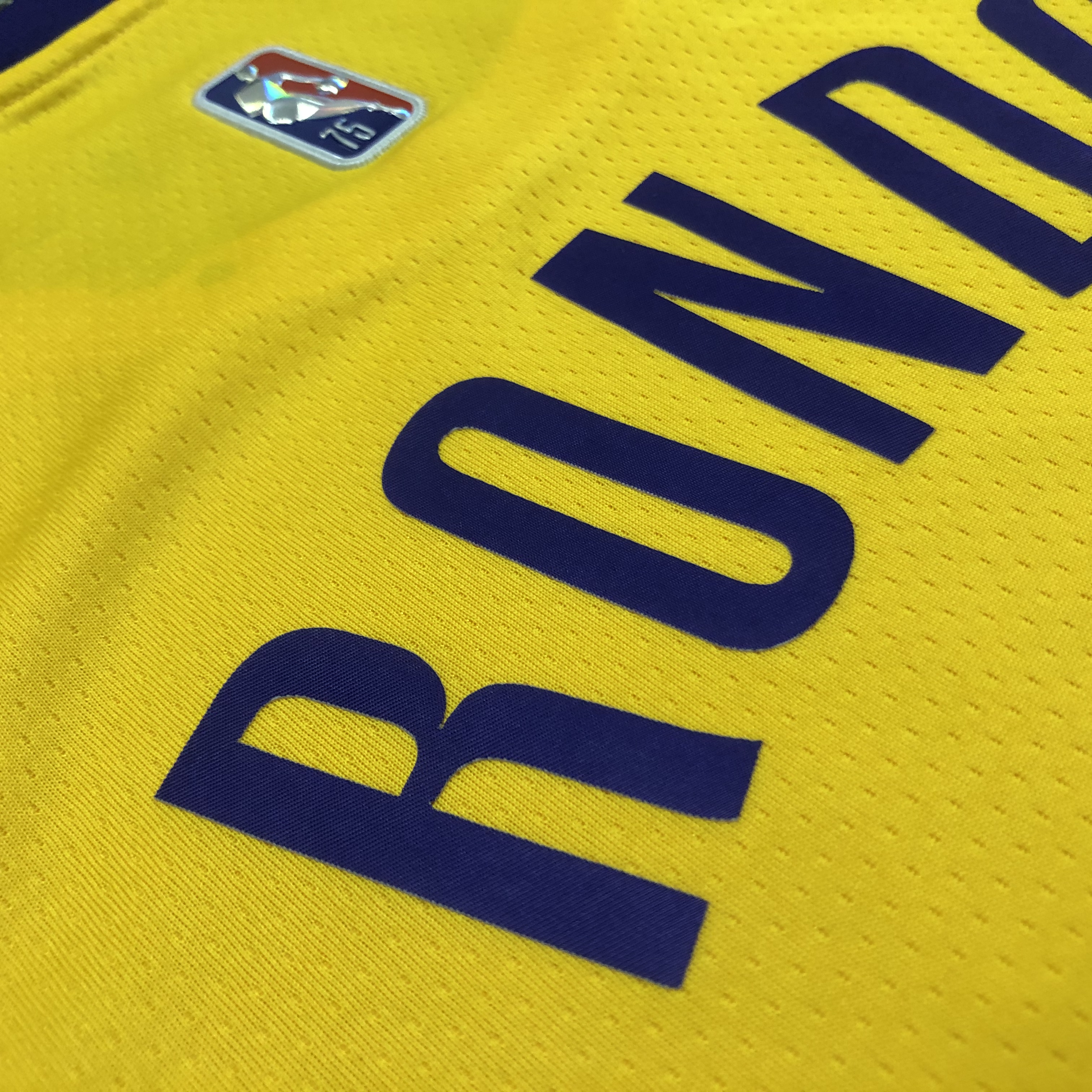 NBA 75th Anniversary Los Angeles Lakers Yellow Round Neck #4 RONDO Jersey High Quality Name and Number Print - leoleo123123