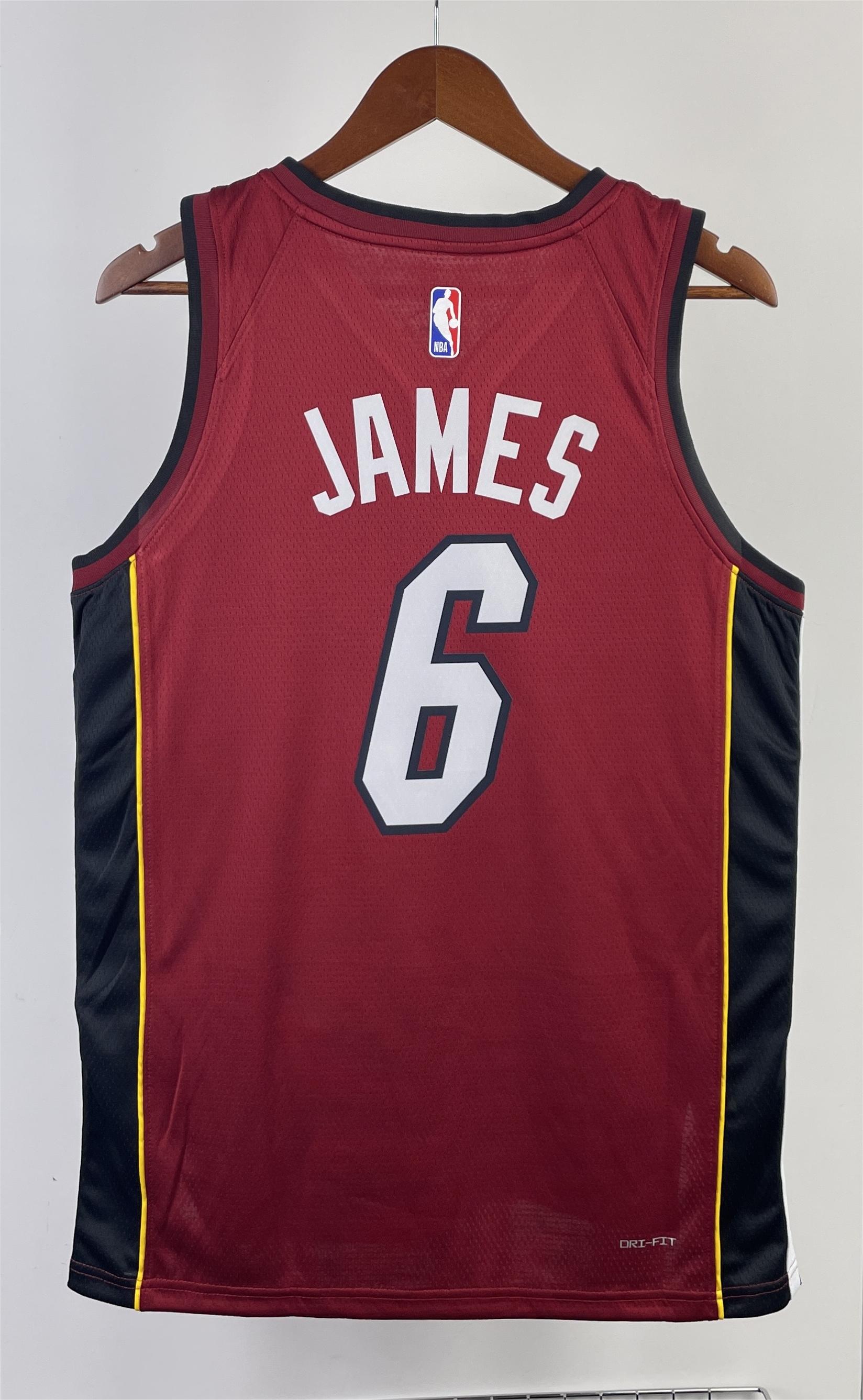 NBA Men Season 2023 Miami Heat Red #6 JAMES Jersey High Quality Name and Number Print - leoleo123123