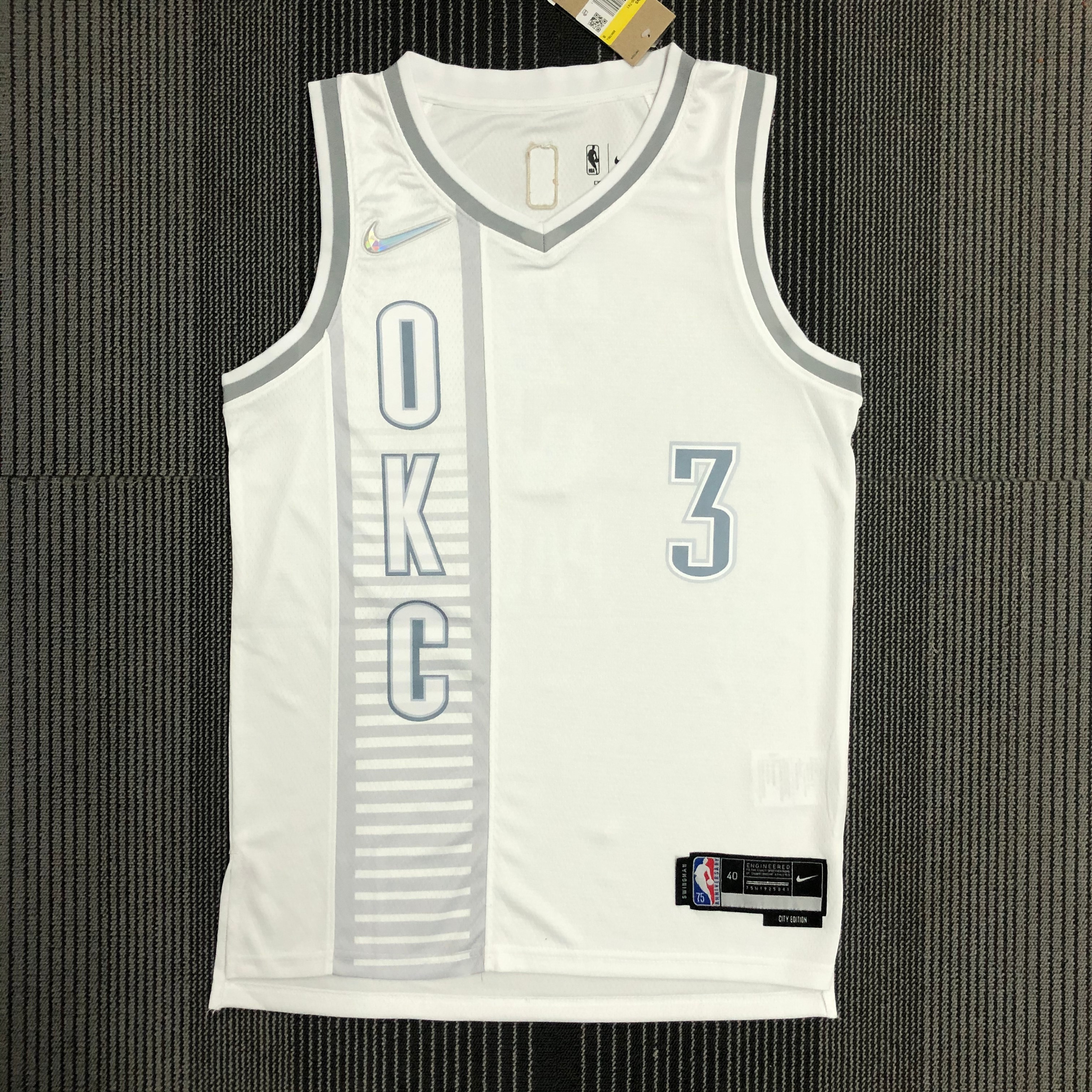 NBA Men 75th Anniversary Oklahoma City Thunder City Version White #3 PAUL Jersey High Quality Name and Number Print - leoleo123123