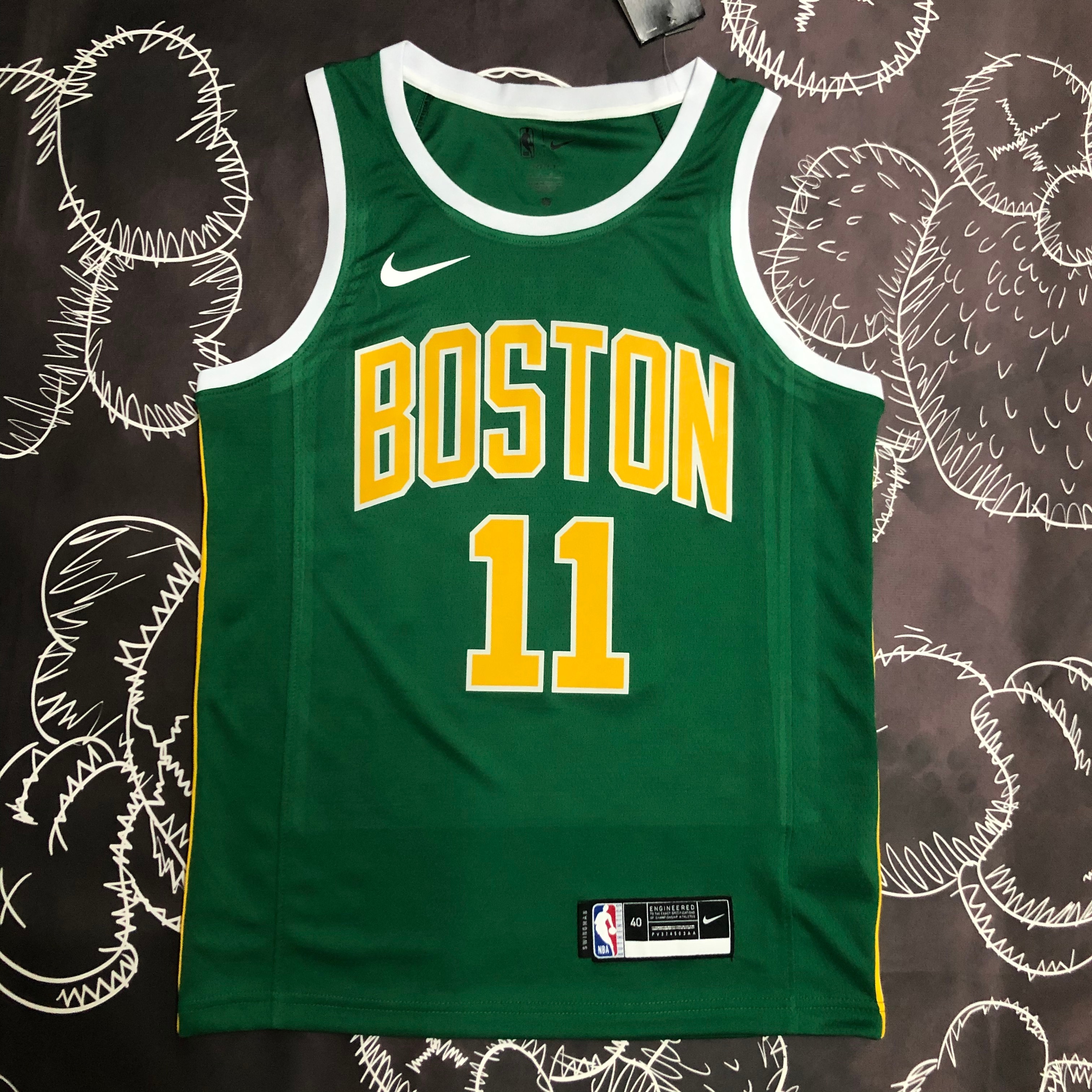 NBA Men Boston Celtics Green with Gold Name #11 IRVING Jersey High Quality Name and Number Print - leoleo123123