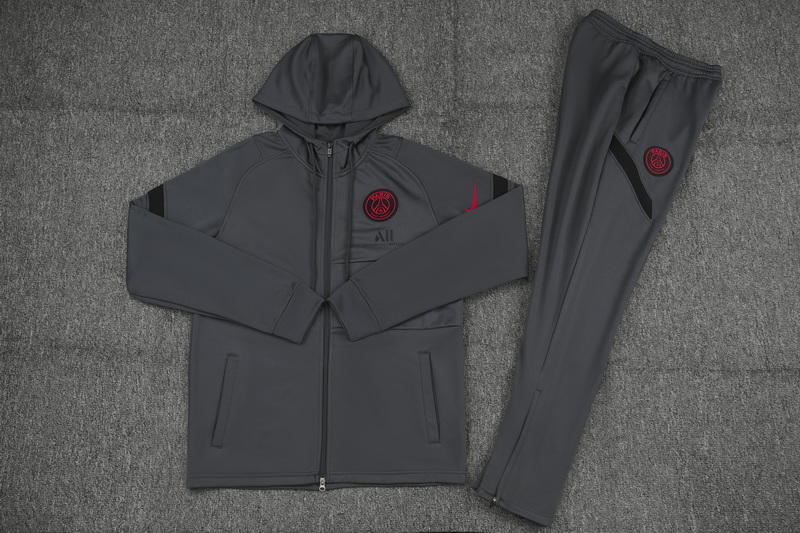 21/22 PSG Dark Grey Jacket Tracksuit with Cap Thai Quality - leoleo123123