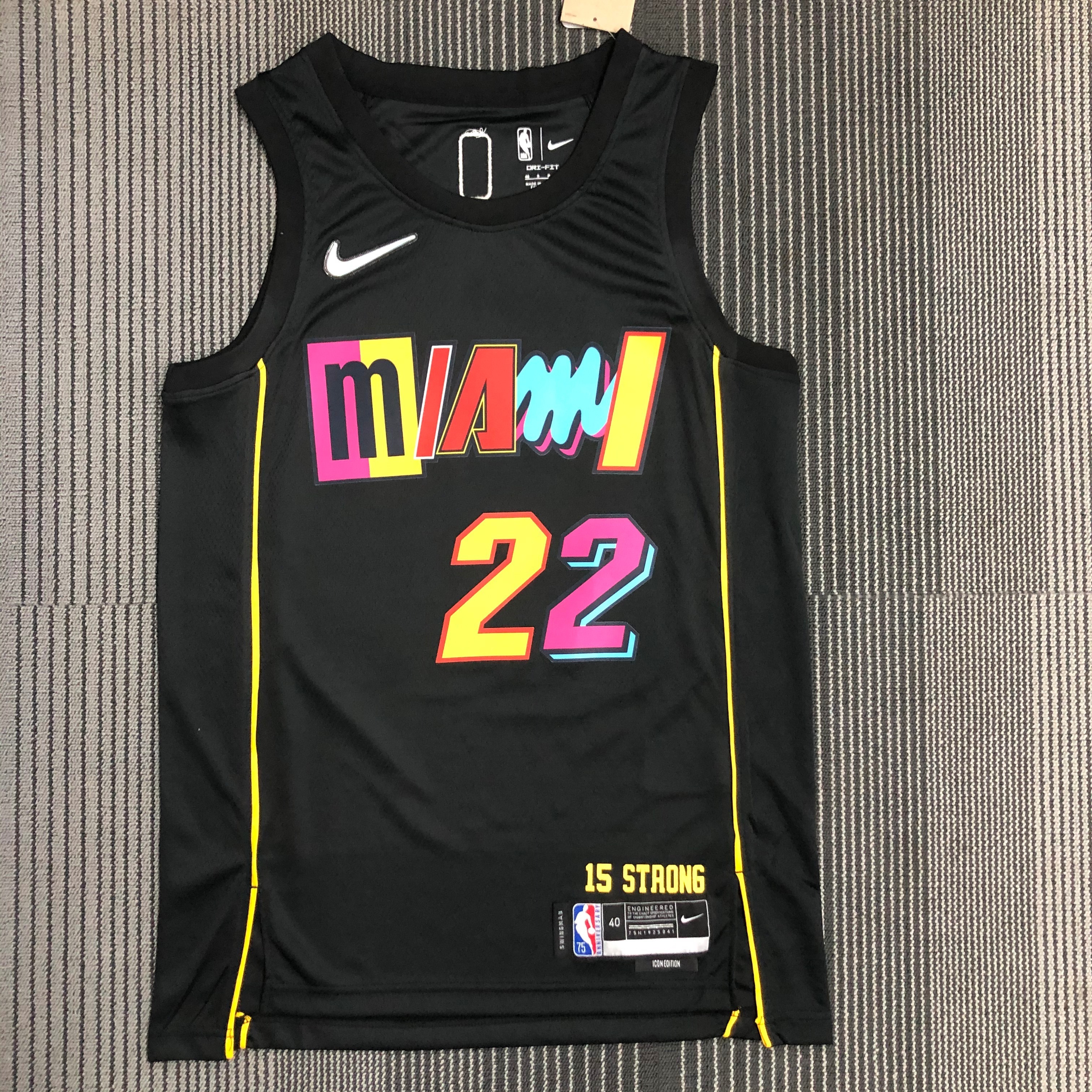 NBA Men 75th Anniversary Season 2022 Miami Heat Black #22 BUTLER Jersey High Quality Name and Number Print - leoleo123123
