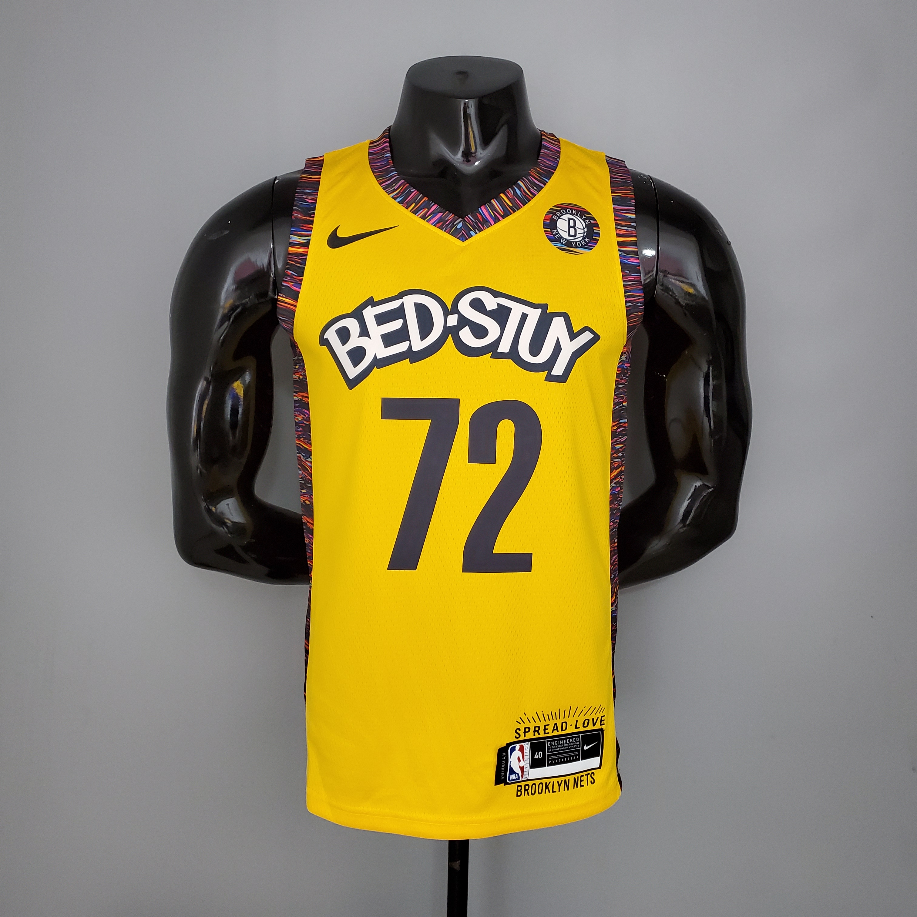 NBA Men Brooklyn Nets Yellow #72 BIGGIE Jersey High Quality Name and Number Print - leoleo123123