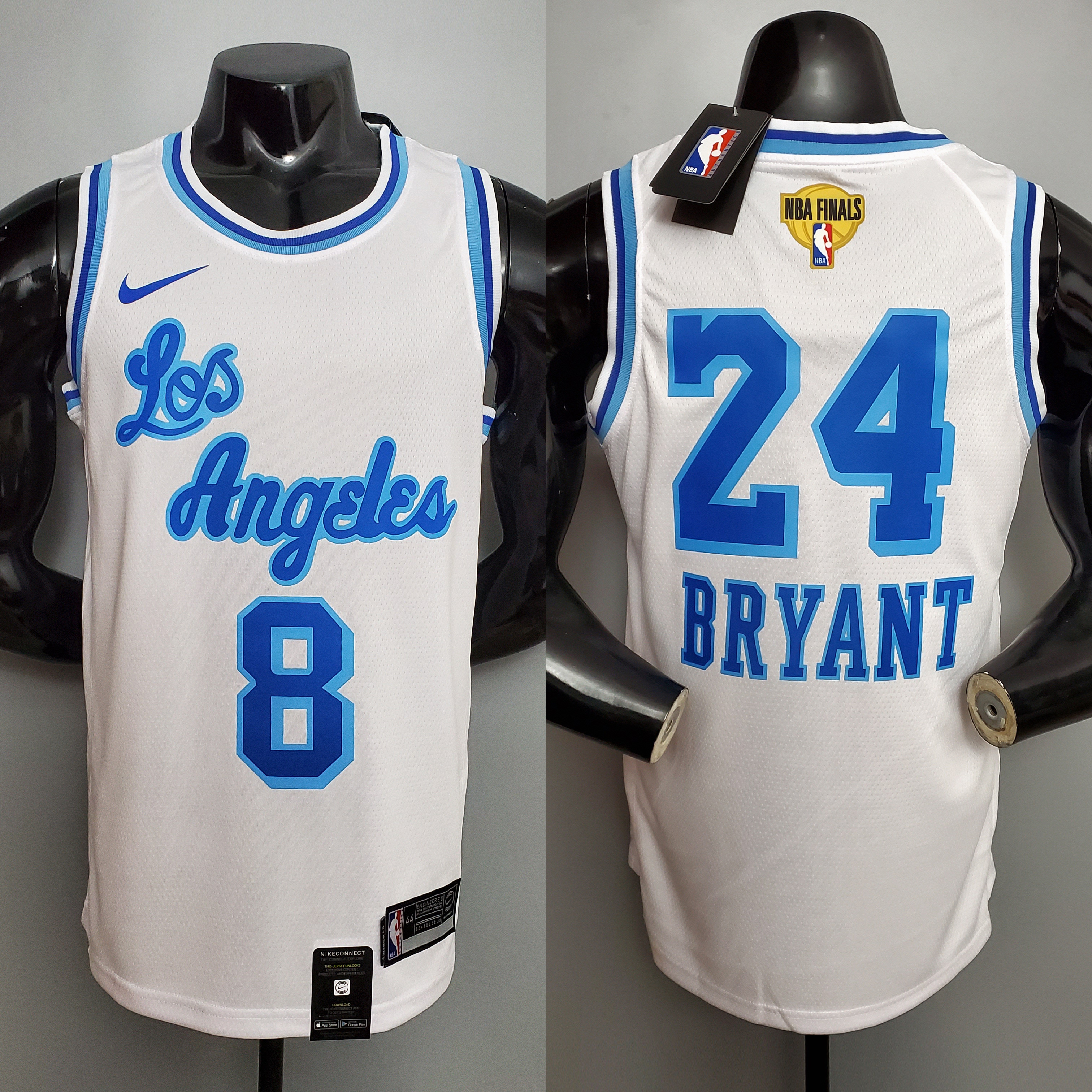 NBA Finals Men Los Angeles Lakers Retro in Latin # 8&24 BRYANT white Round Neck Jersey High Quality Name and Number Print - leoleo123123