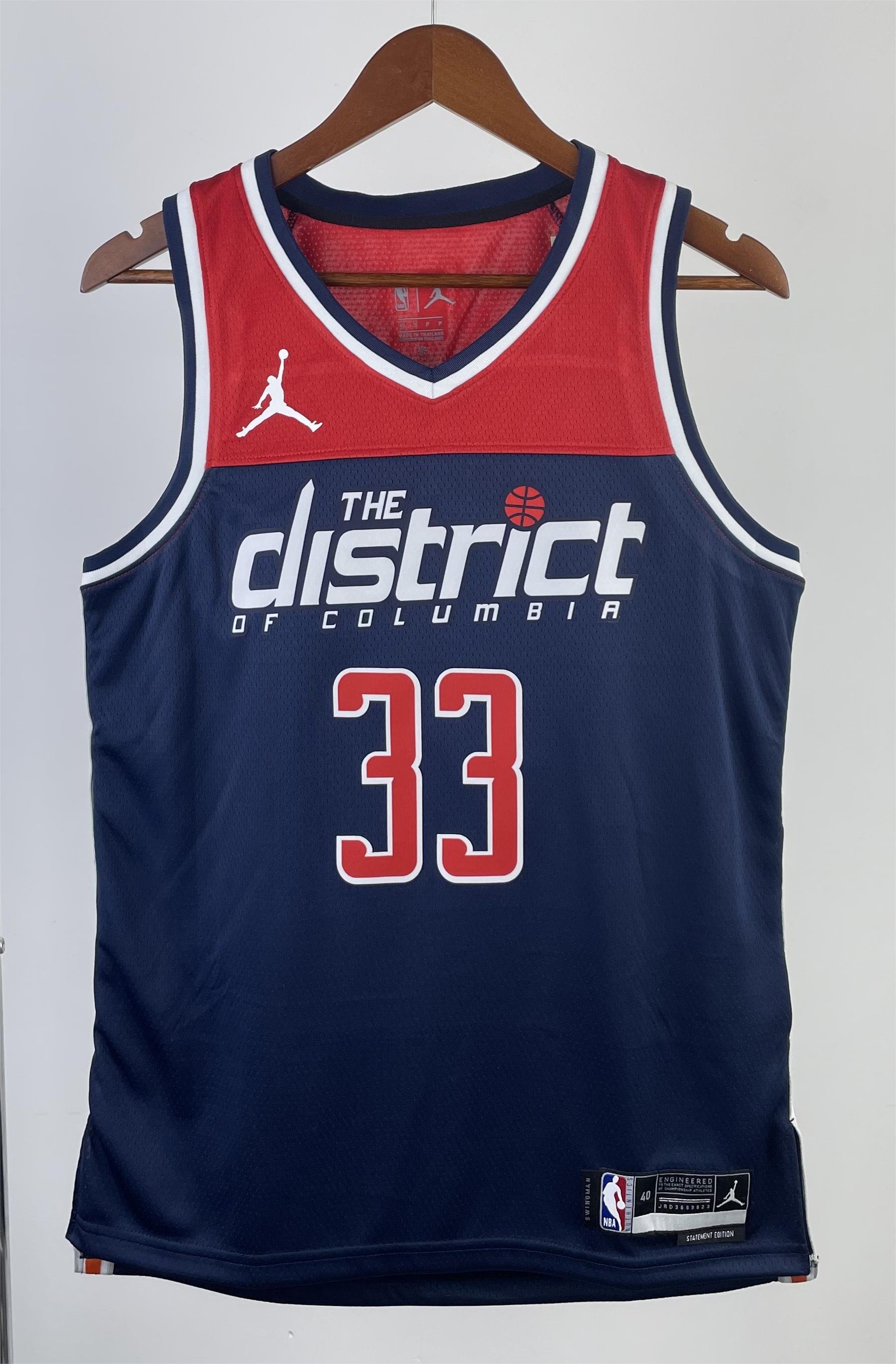 NBA Men 2023 Washington Wizards with Jordan Logo Dark Blue #33 KUZMA Jersey High Quality Name and Number Print - leoleo123123