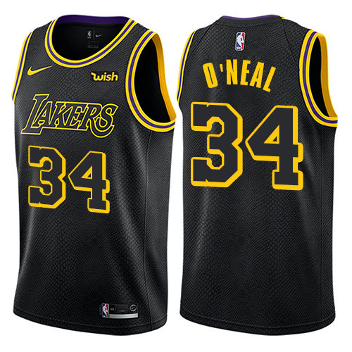 NBA Men Los Angeles Lakers Black #34 O'NEAL Round Neck Jersey High Quality Name and Number Print - leoleo123123