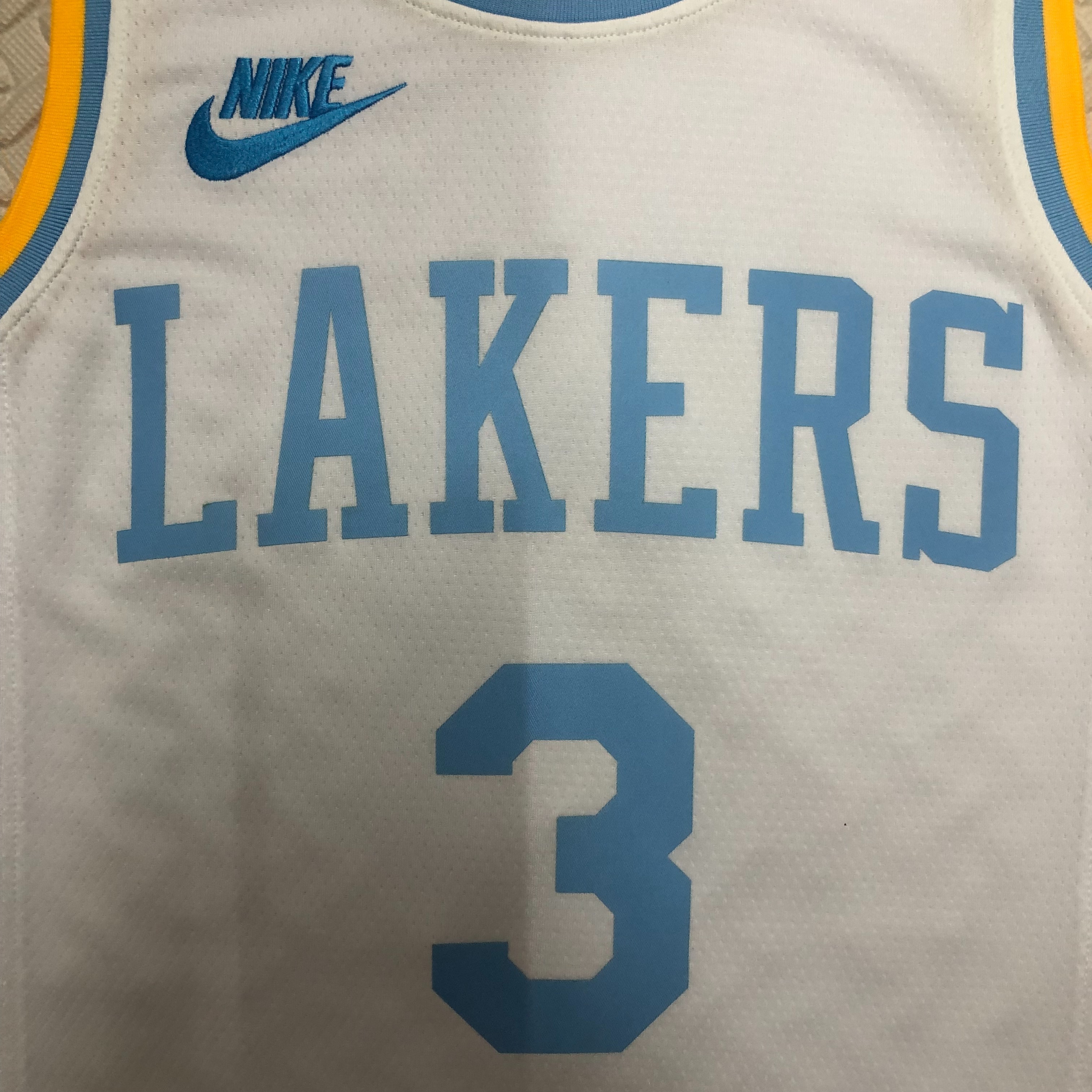 NBA Men Season 2023 Los Angeles Lakers White Retro Round Neck #3 DAVIS Jersey High Quality Name and Number Print - leoleo123123