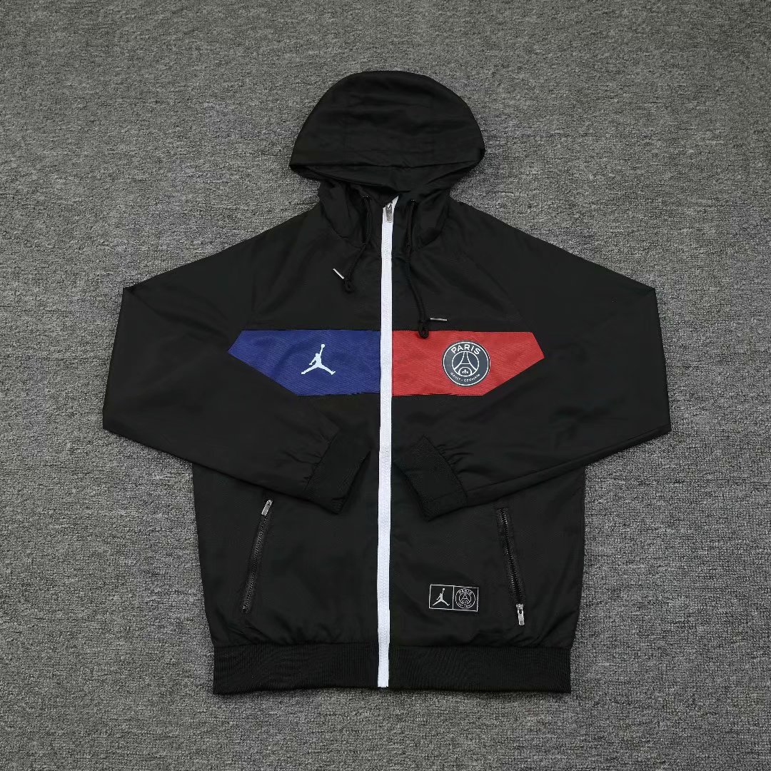20-21 PSG Black with Red & Blue Lines Windbreaker Jacket Thai Quality - leoleo123123