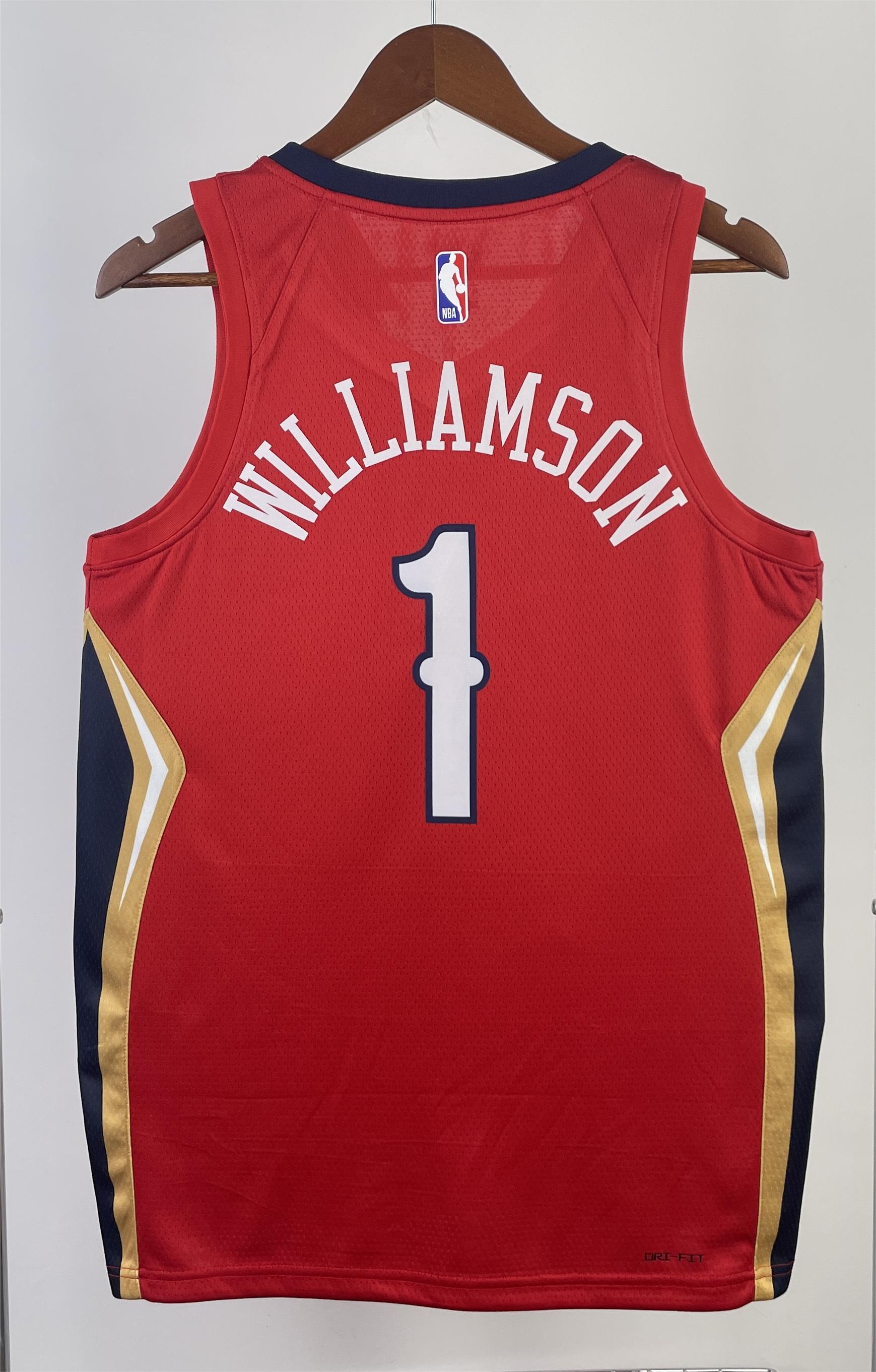 NBA Men 2022/23 New Orleans Pelicans Red with Jordan Logo #1 WILLIAMSON Jersey High Quality Name and Number Print - leoleo123123